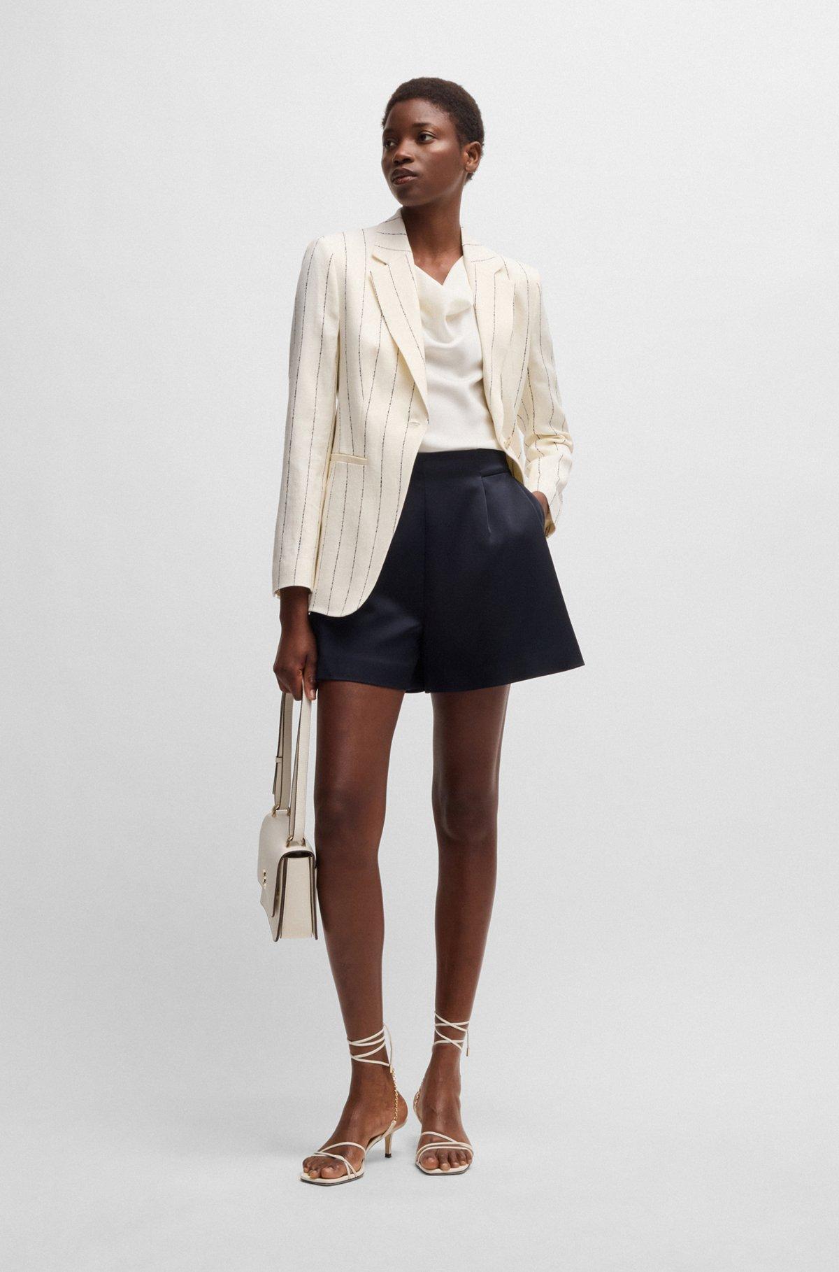Sleeveless cowl-neck blouse in stretch silk Product Image