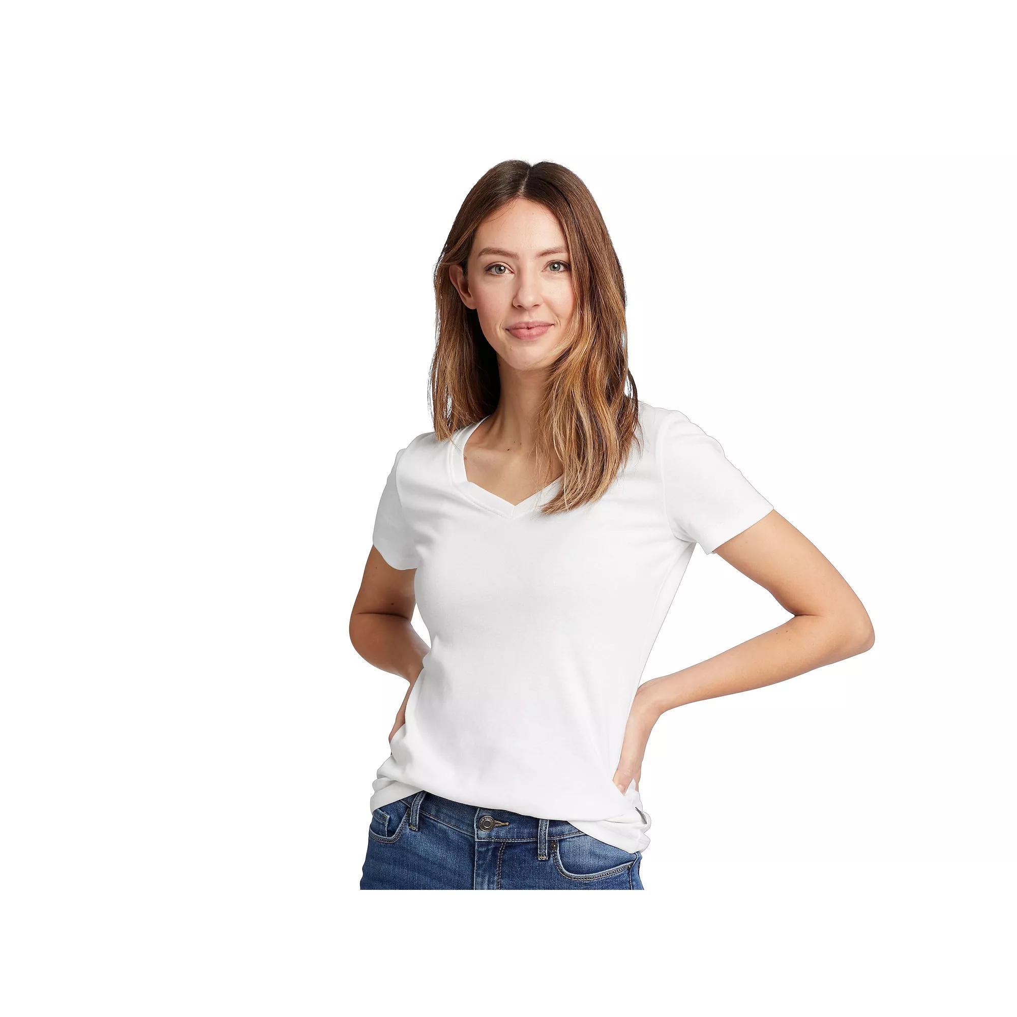Plus Size Eddie Bauer Short Sleeve Favorite V-Neck Tee, Womens Medium Grey Grey Product Image