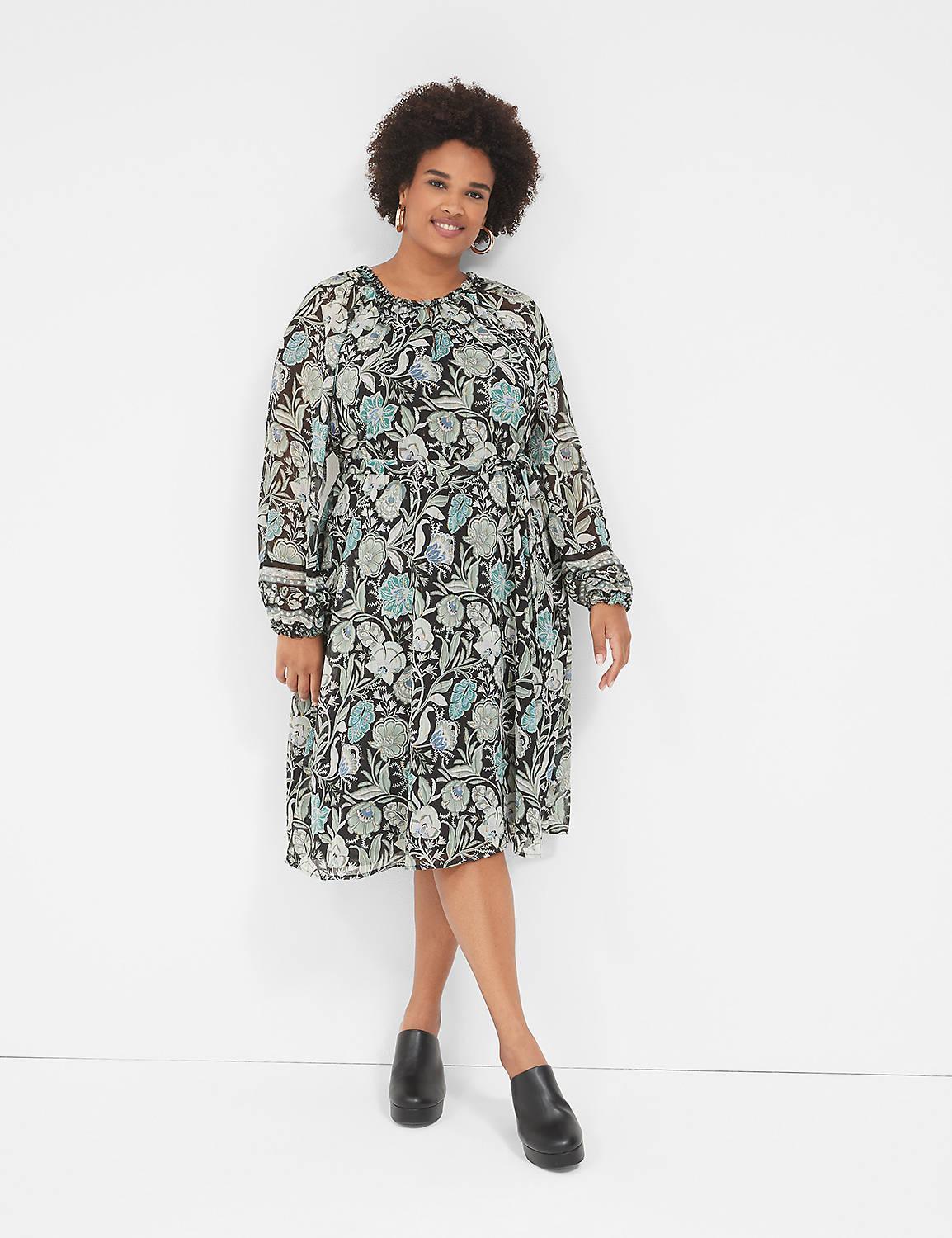 Lurex Ruffle-Trim Notch-Neck Mini Dress Product Image