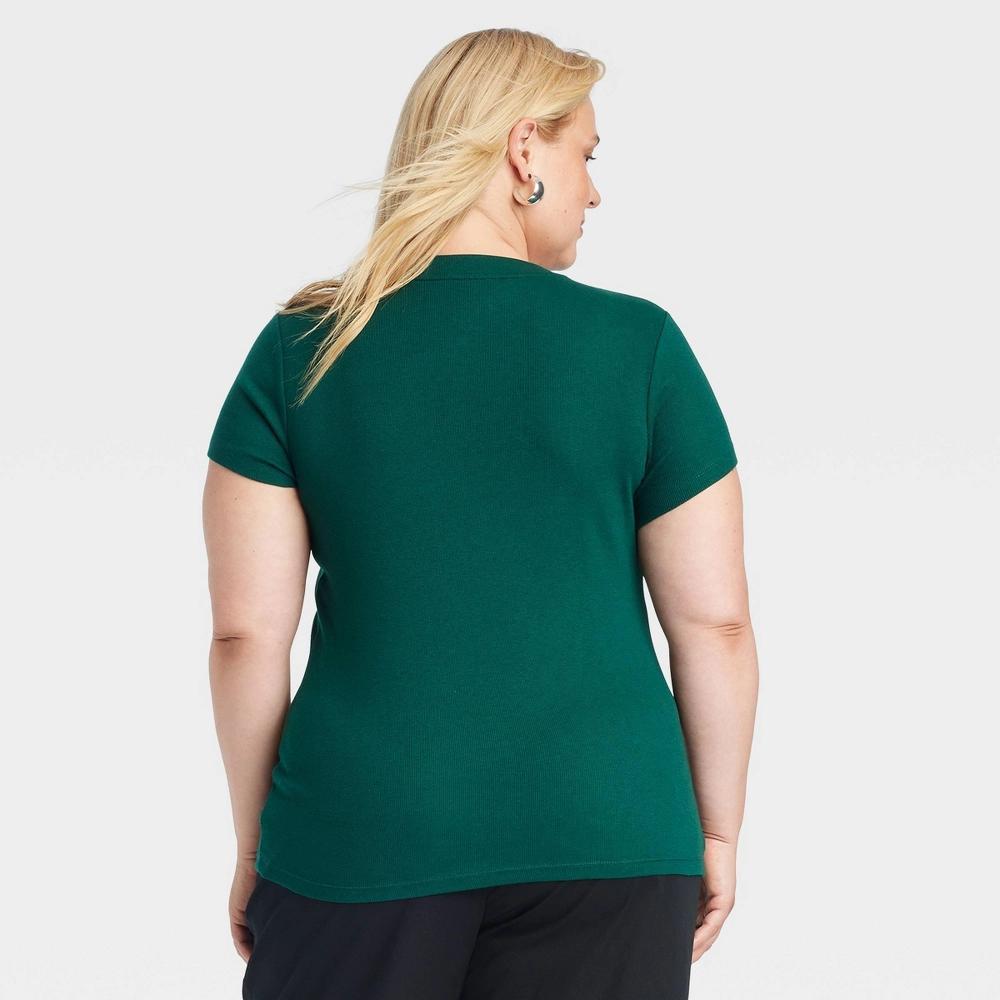 Womens Slim Fit Short Sleeve Ribbed T-Shirt - A New Day XXL Product Image