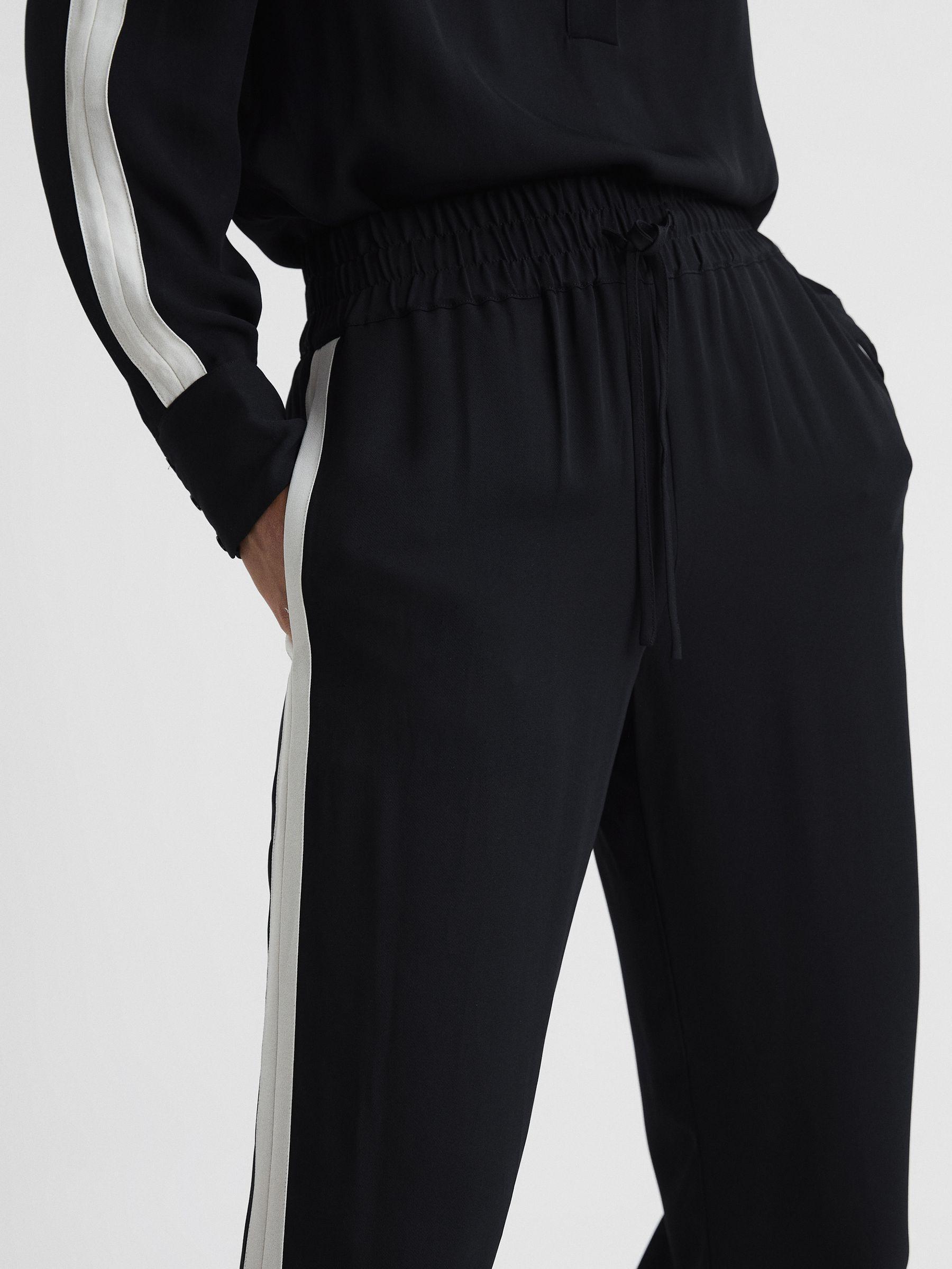 Stripe Wide Leg Trousers in Navy Product Image