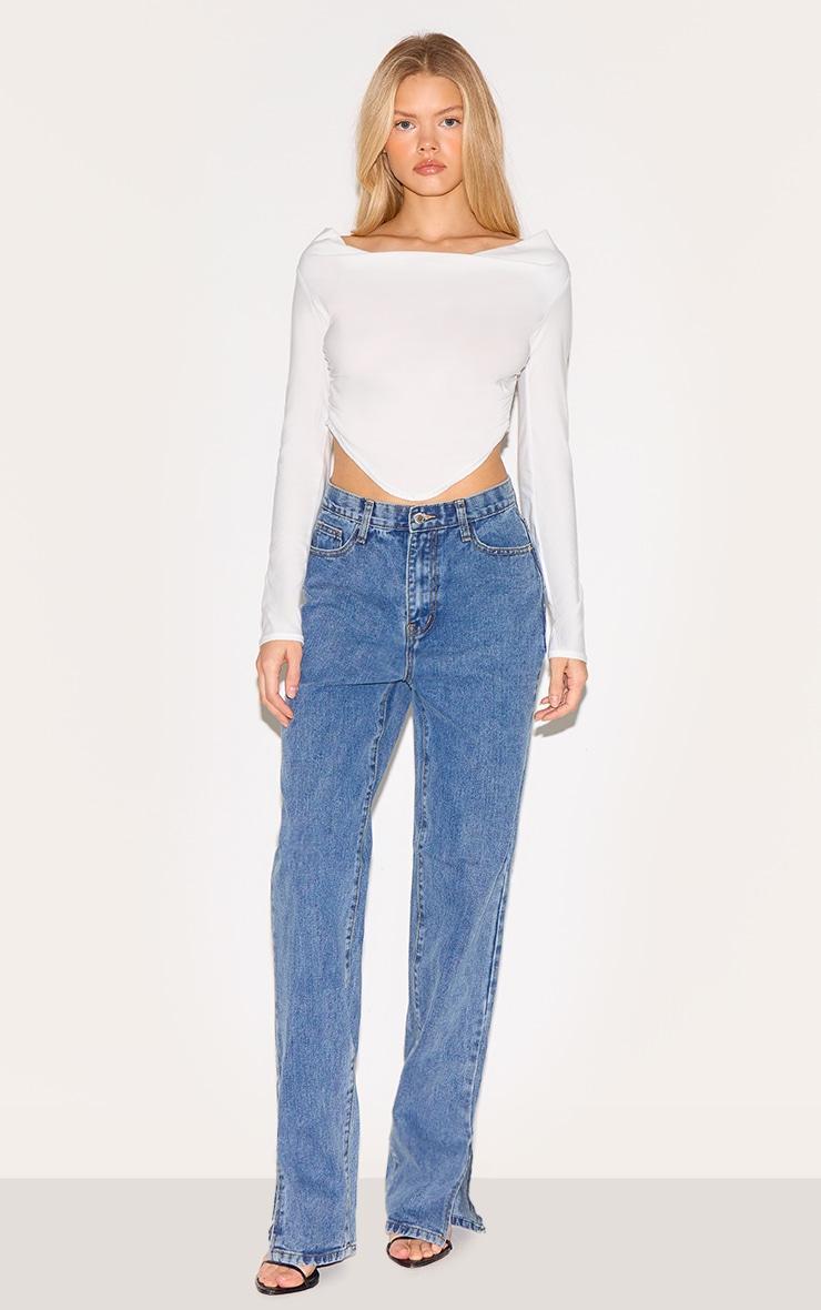 White Soft Touch Jersey Cowl Neck Dip Hem Top Product Image