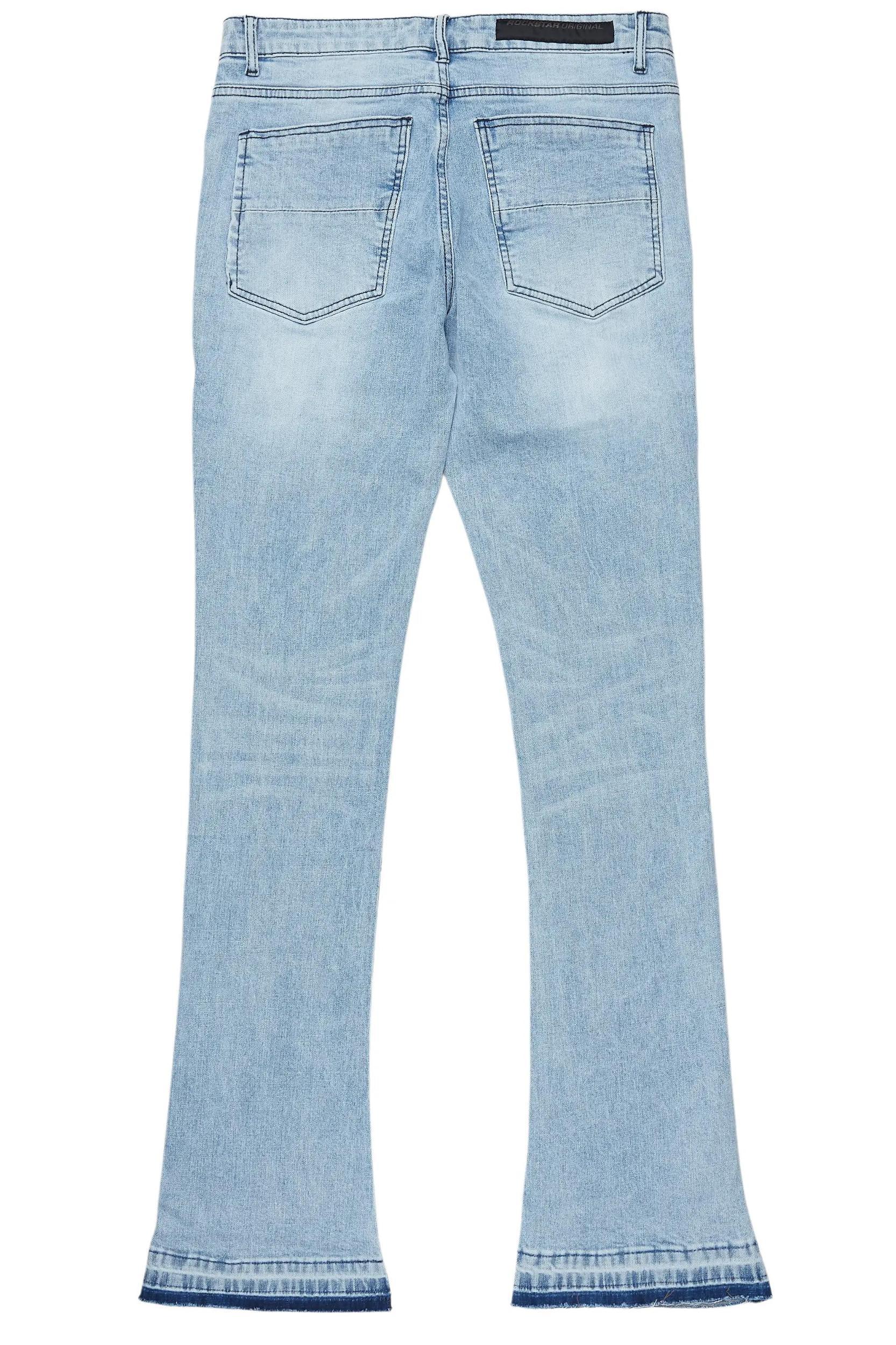 Destry Blue Patchwork Stacked Flare Jean Male Product Image