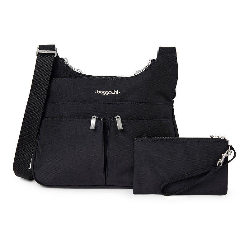 Womens Baggallini Cross Over Crossbody Bag with RFID Blocking Wristlet, Grey Product Image