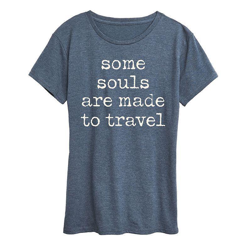 Plus Size Some Souls Are Made To Travel Graphic Tee, Womens Grey Blue Product Image
