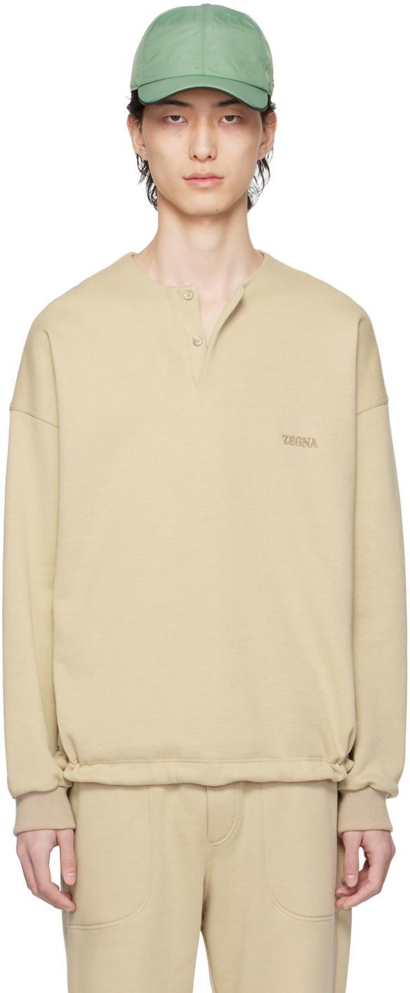 ZEGNA Beige Placket Sweatshirt In 262 Beige Medio Uni Product Image