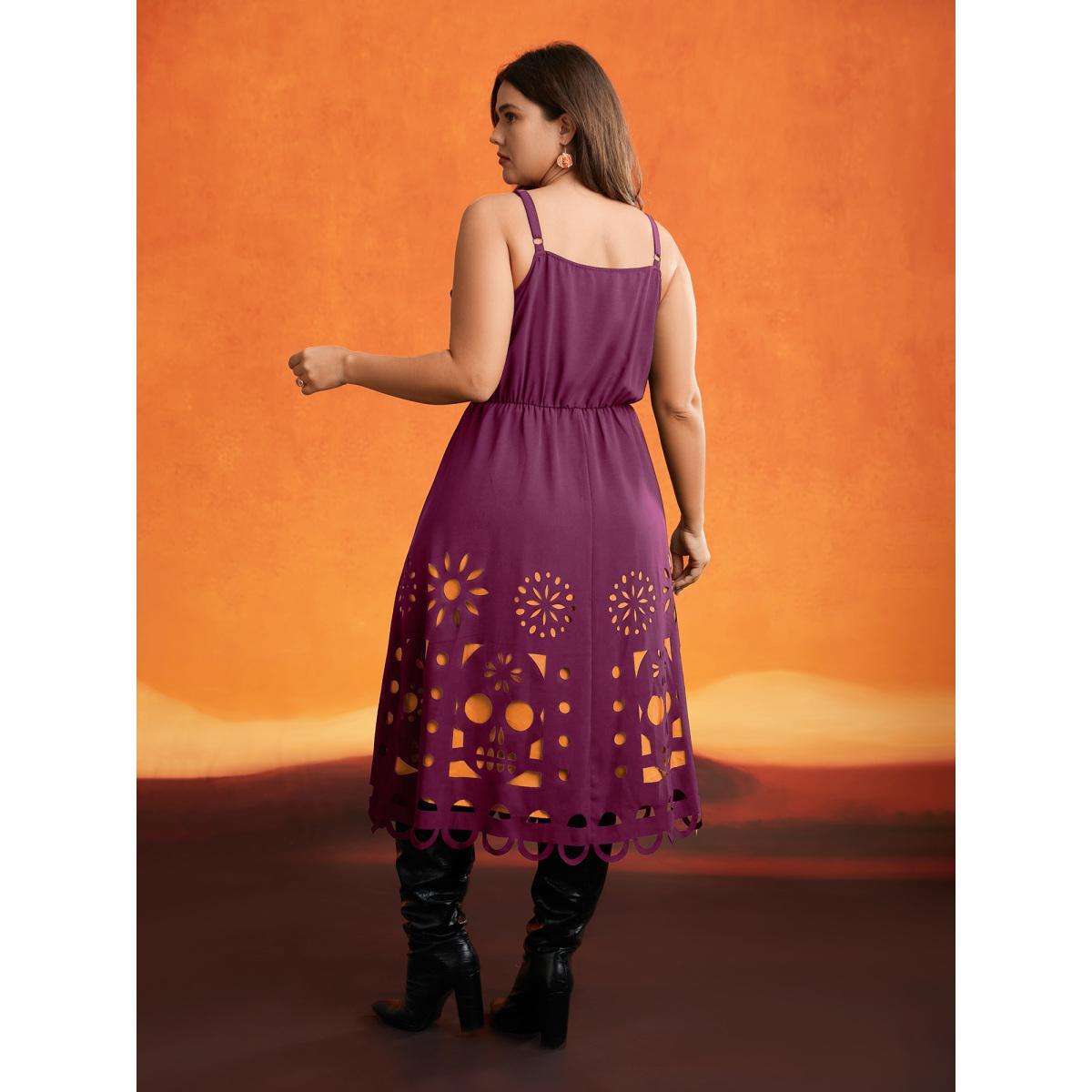 Plus Size Skull Burnout Cami Midi Dress Deeppurplered Women Cocktail Contrast Party Curvy Bloomchic 22-24/3X Product Image