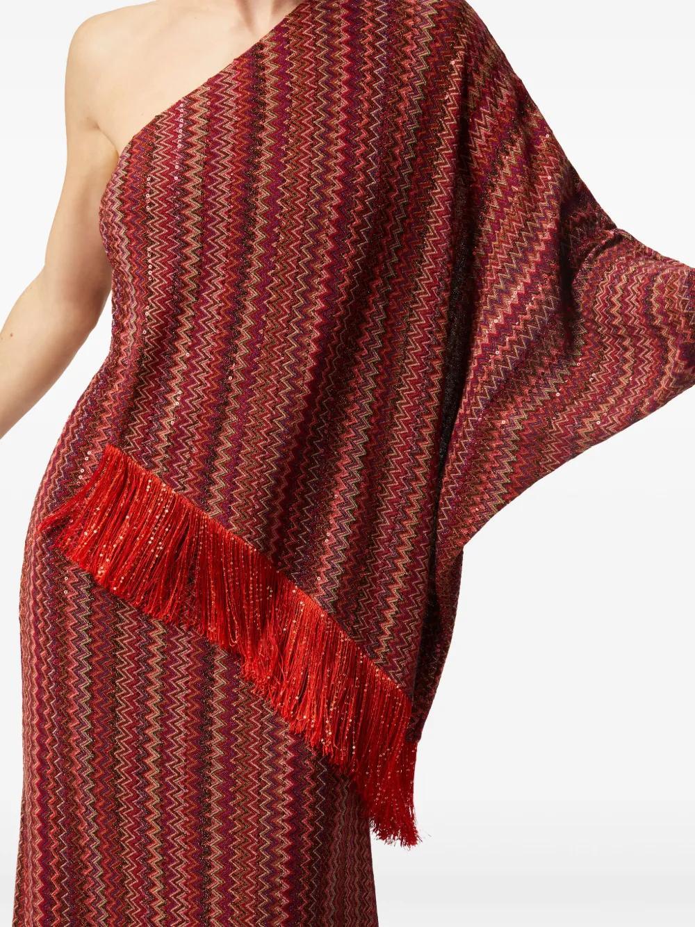 zigzag one-shoulder dress Product Image