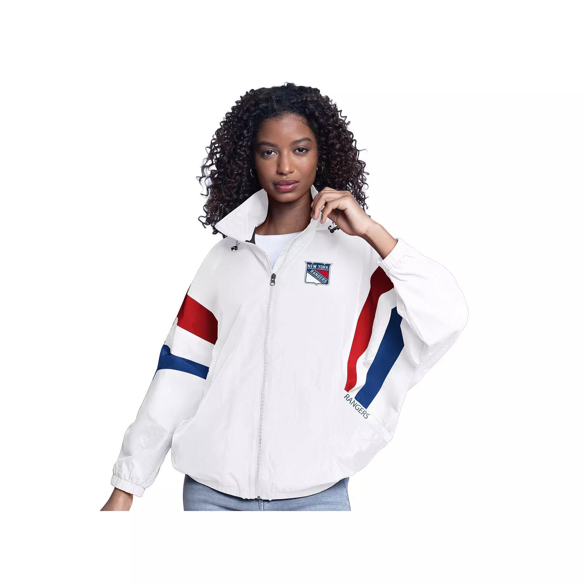 Women's G-III Sports by Carl Banks  White New Jersey Devils Game News Oversized Full-Zip Hoodie Jacket, Size: Medium, Nhl White Product Image