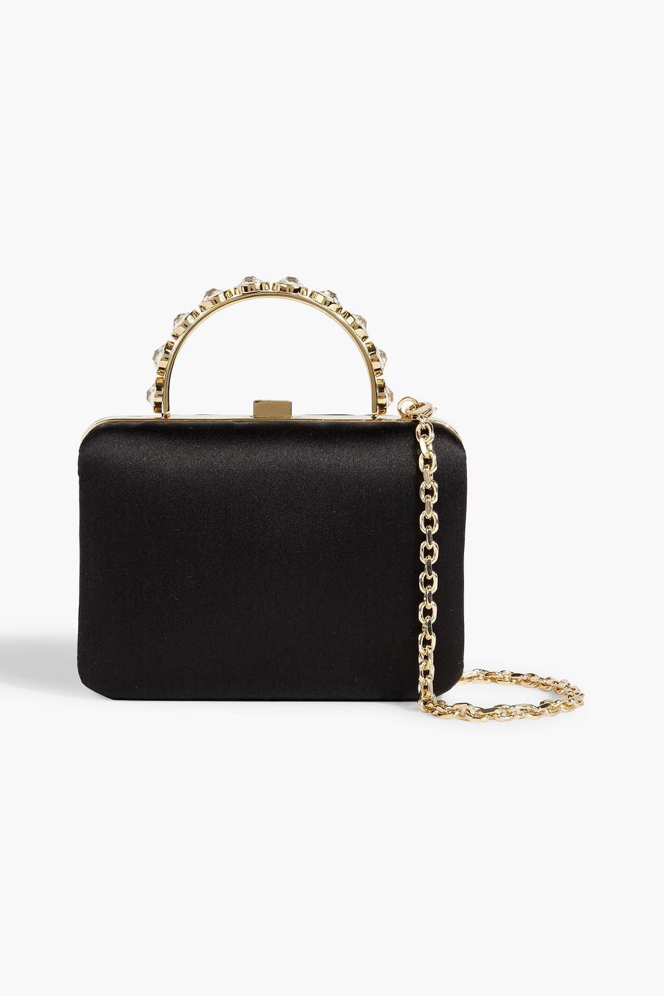 JUDITH LEIBER Crystal-embellished Satin Clutch In Black Product Image