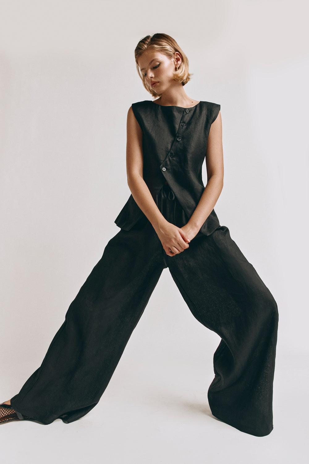 Raya Linen Pants Black Product Image