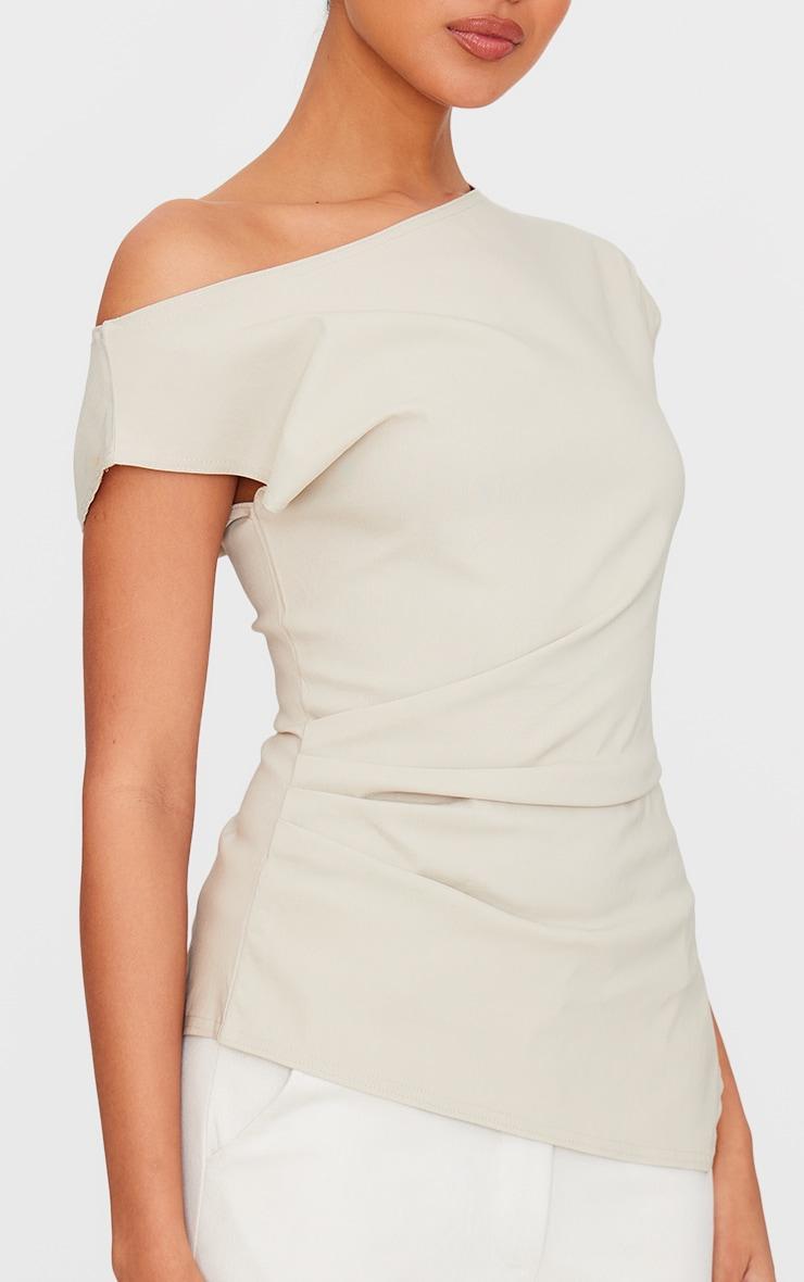 Stone Bengaline Slouch Asymmetric Long Top Product Image