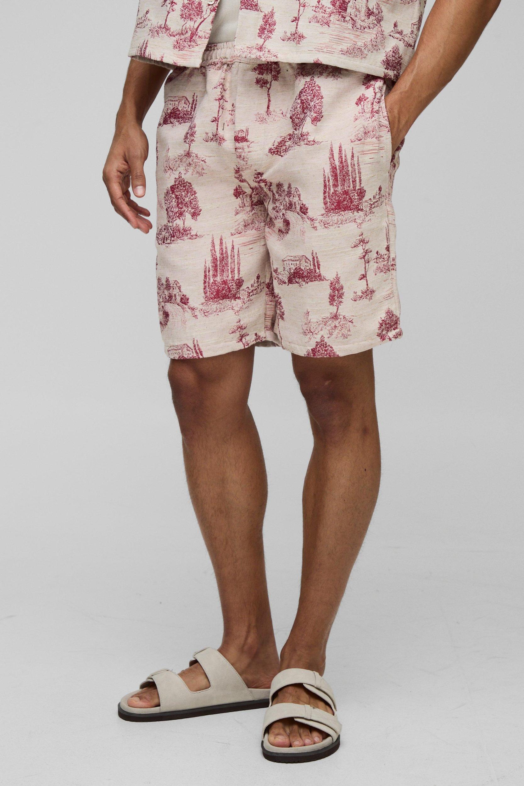 Relaxed Fit Tapestry Short | boohooMAN USA Product Image