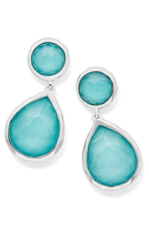 Womens Rock Candy Sterling Silver, Rock Crystal, & Turquoise Drop Earrings Product Image