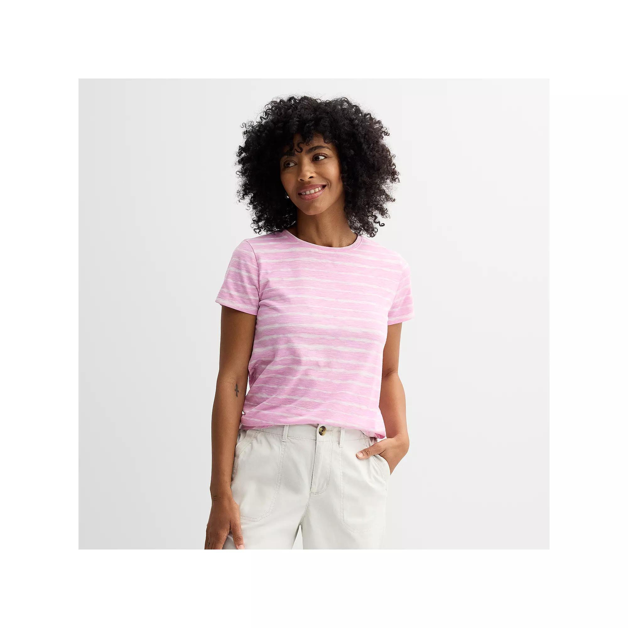 Women's Sonoma Goods For Life® Short-Sleeve Crew Tee, Size: XS, Blue Cream Dye Product Image
