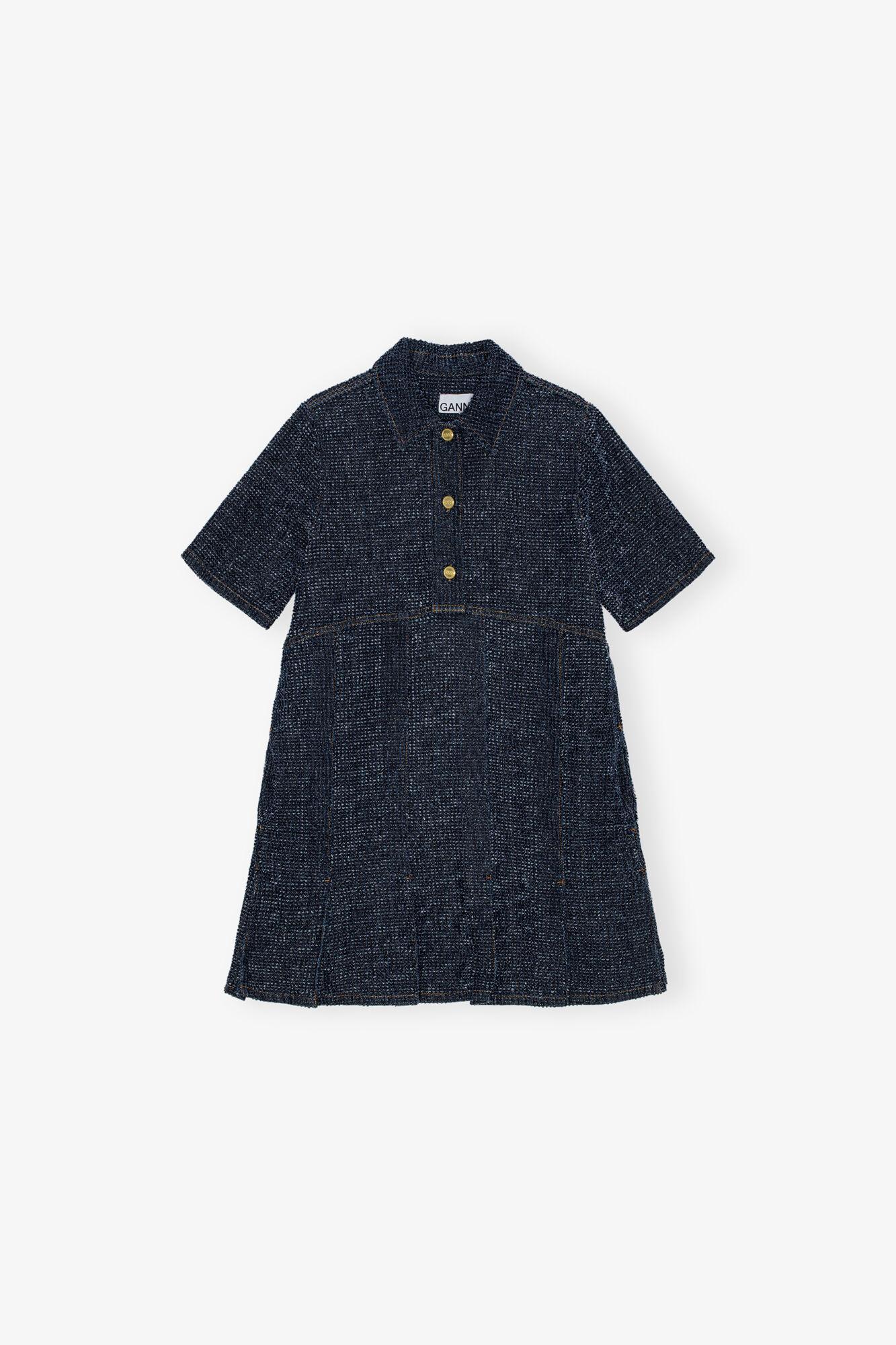 Dark Blue Textured Dress Product Image