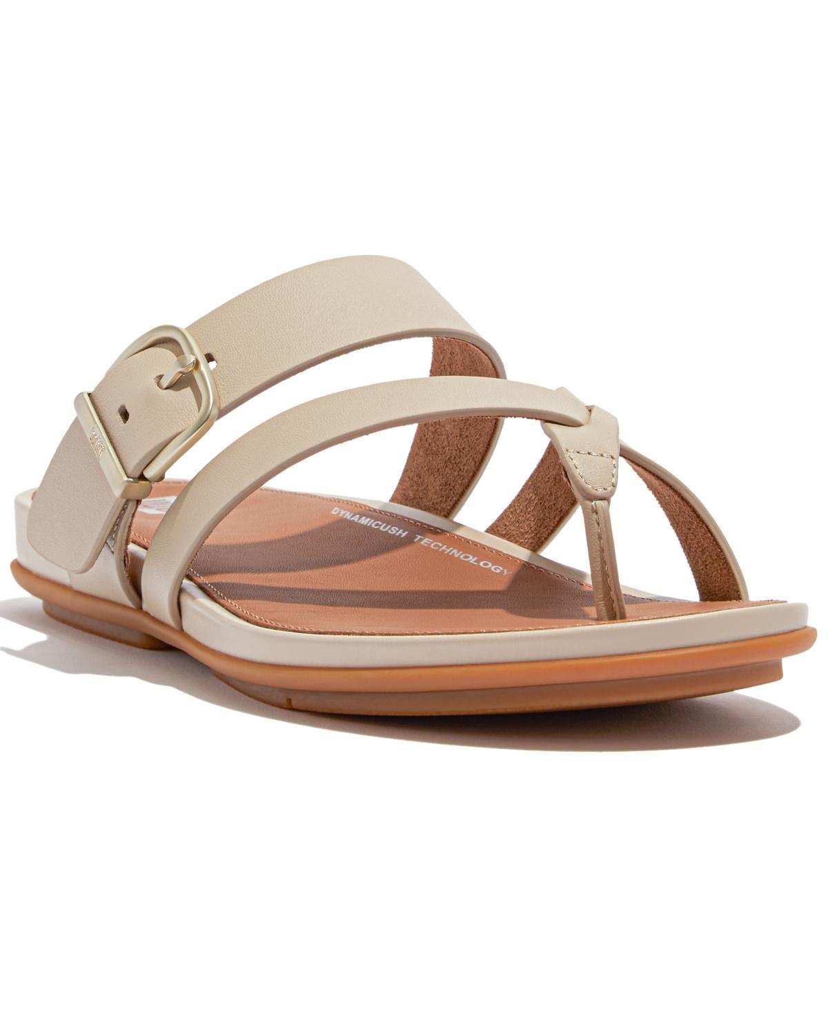 FitFlop Gracie Buckle Leather Strappy Toe-Post Sandals (Stone Beige) Women's Sandals Product Image