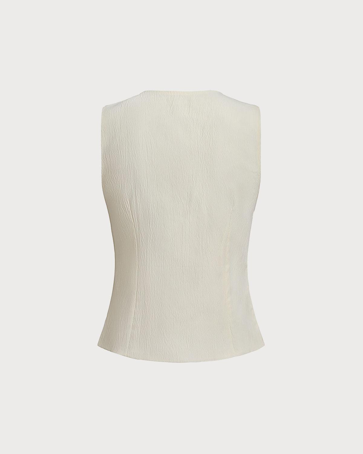 White V Neck Bowknot Vest Product Image