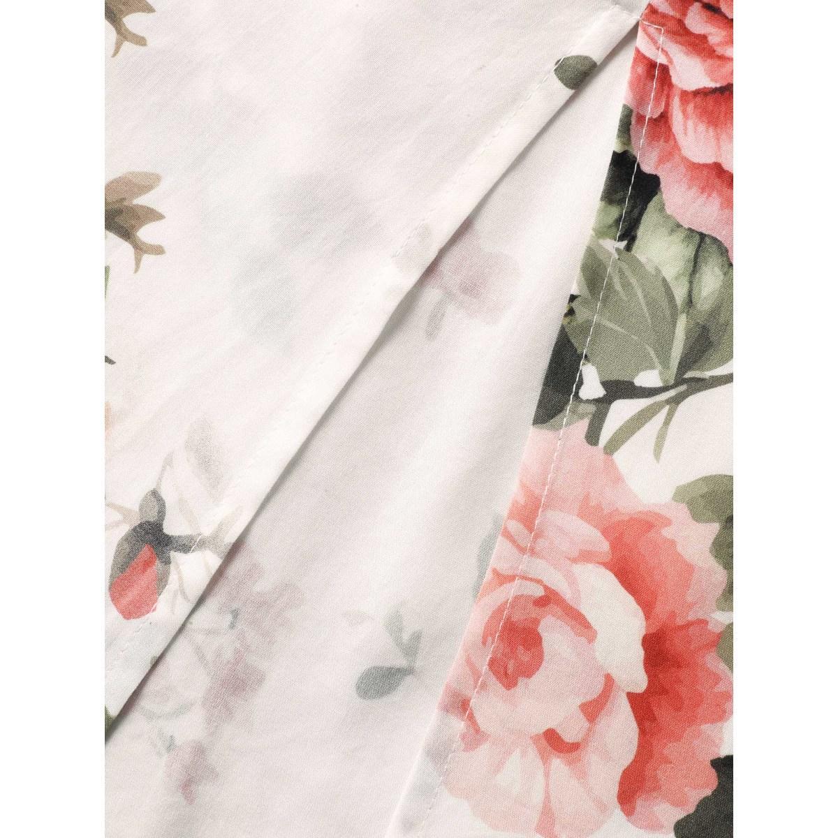 Plus Size Rosy Print Bow Strap Pockets Midi Dress Originalwhite Women Non Sleeveless Curvy BloomChic 14-16/1X Product Image