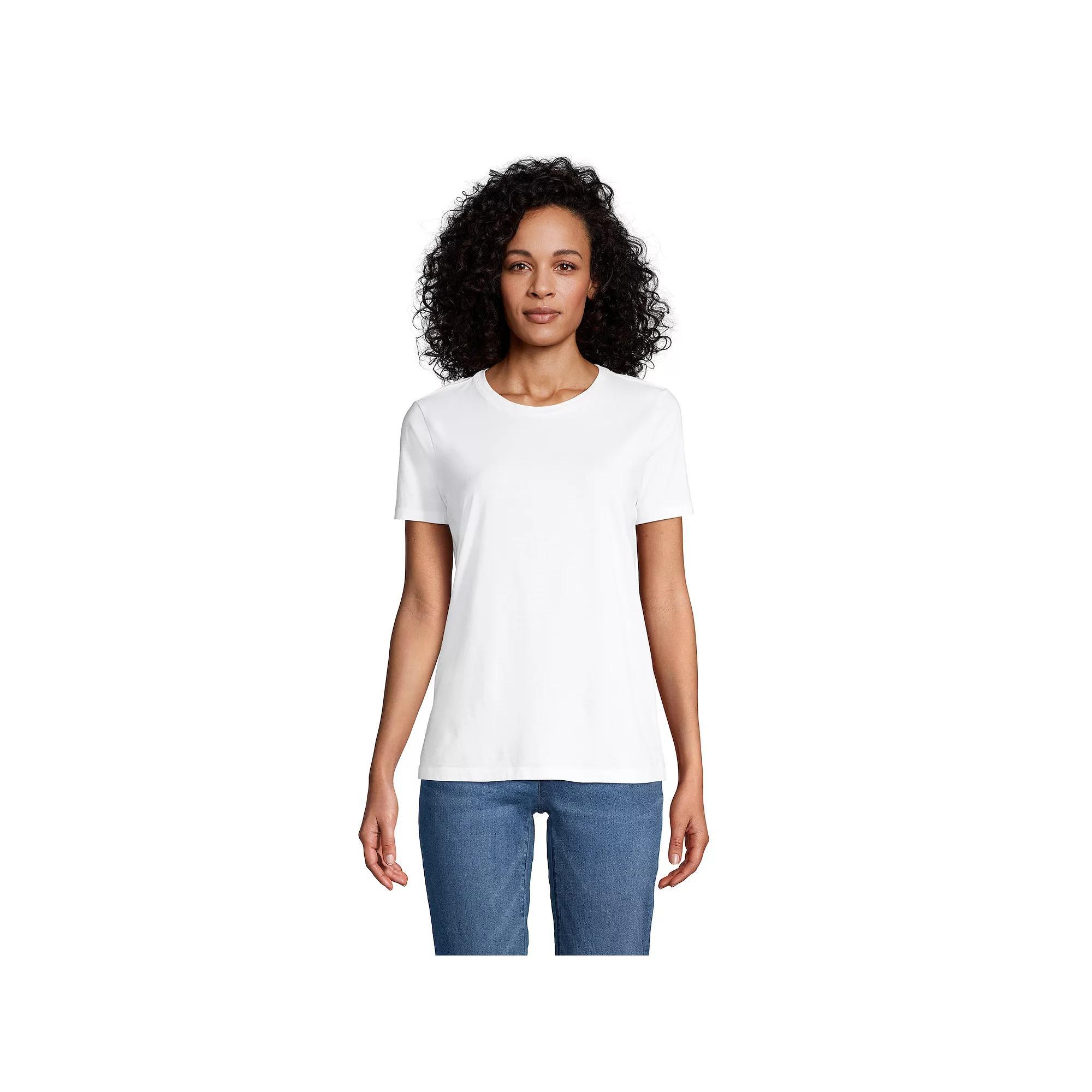 Petite Lands' End Relaxed-Fit Supima Cotton Crewneck Tee, Women's, Size: Medium Petite, Black Product Image