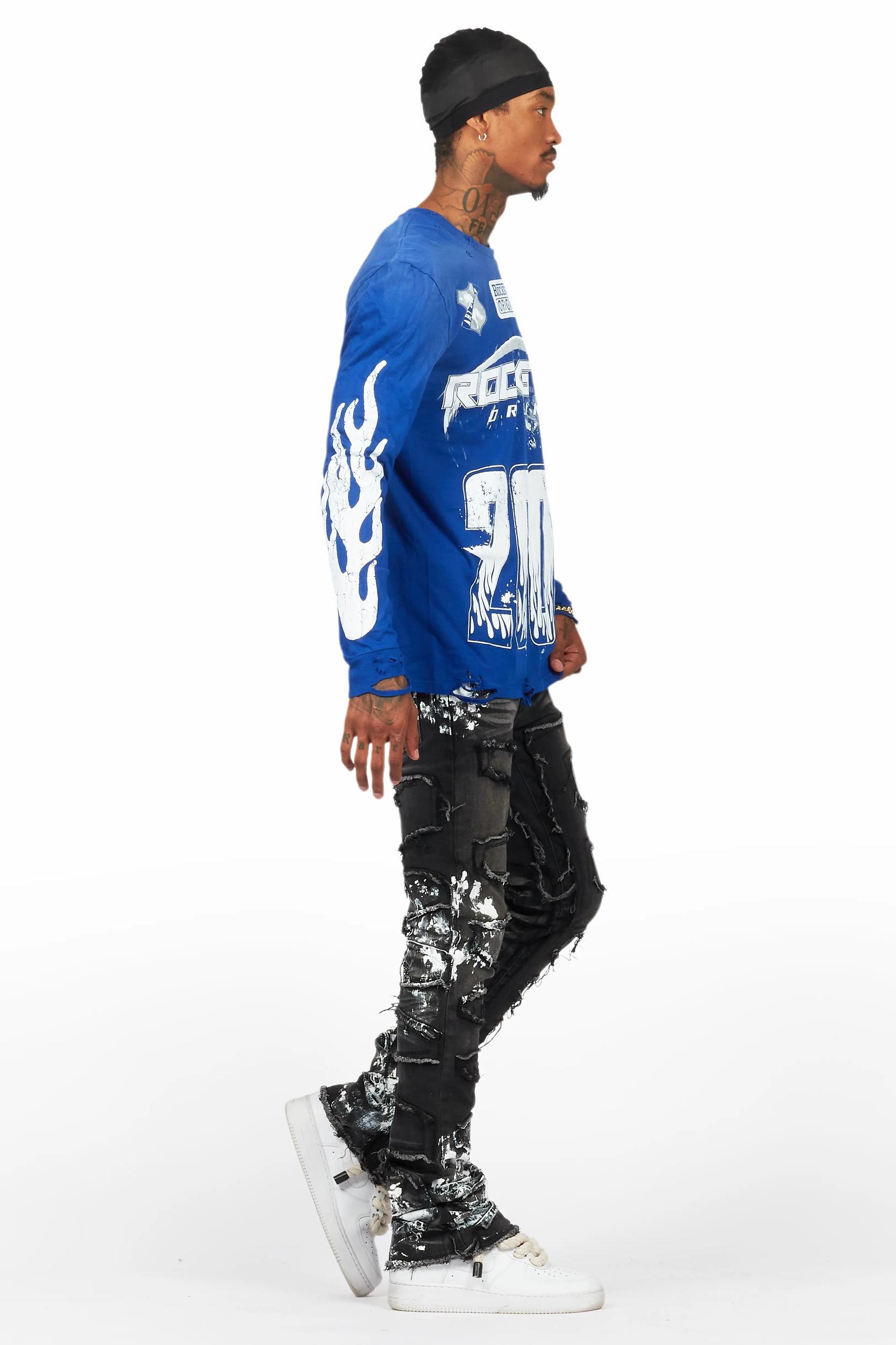 Kodak Grey/White Painter Stacked Flare Fringe Jean Male Product Image