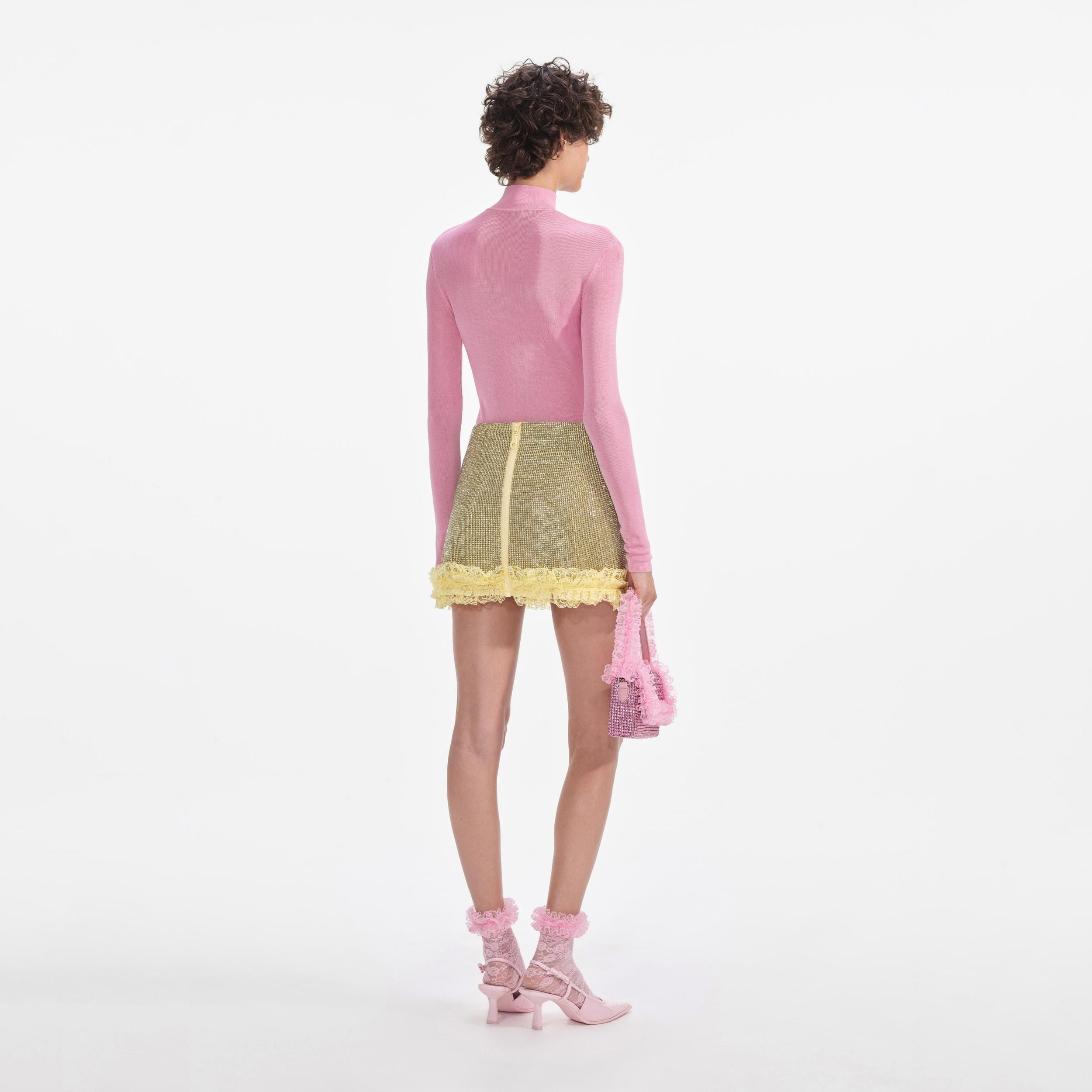 Pink Knit Cut Out Bodysuit Product Image