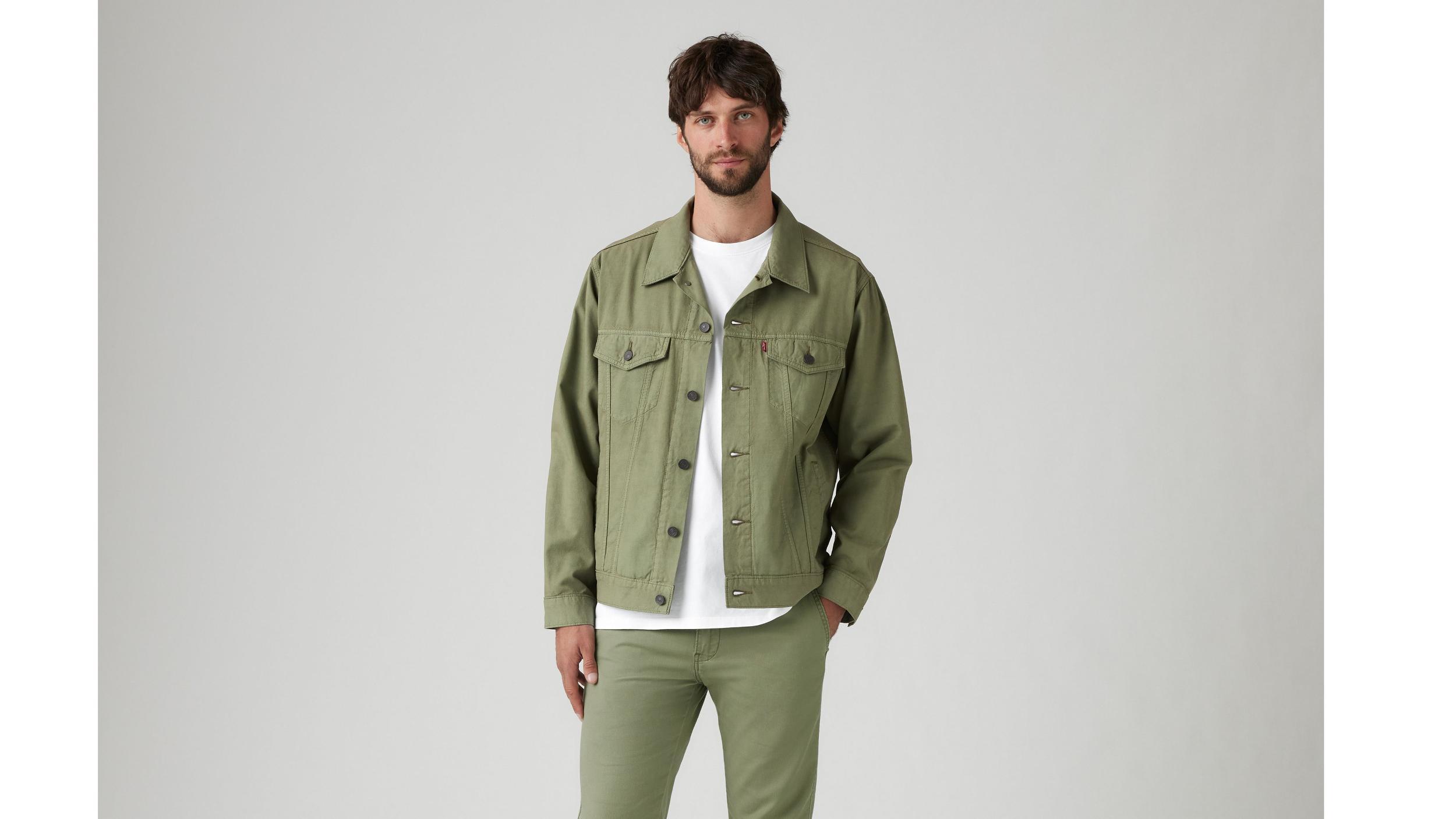 Relaxed Fit Linen+ Denim Trucker Jacket Product Image