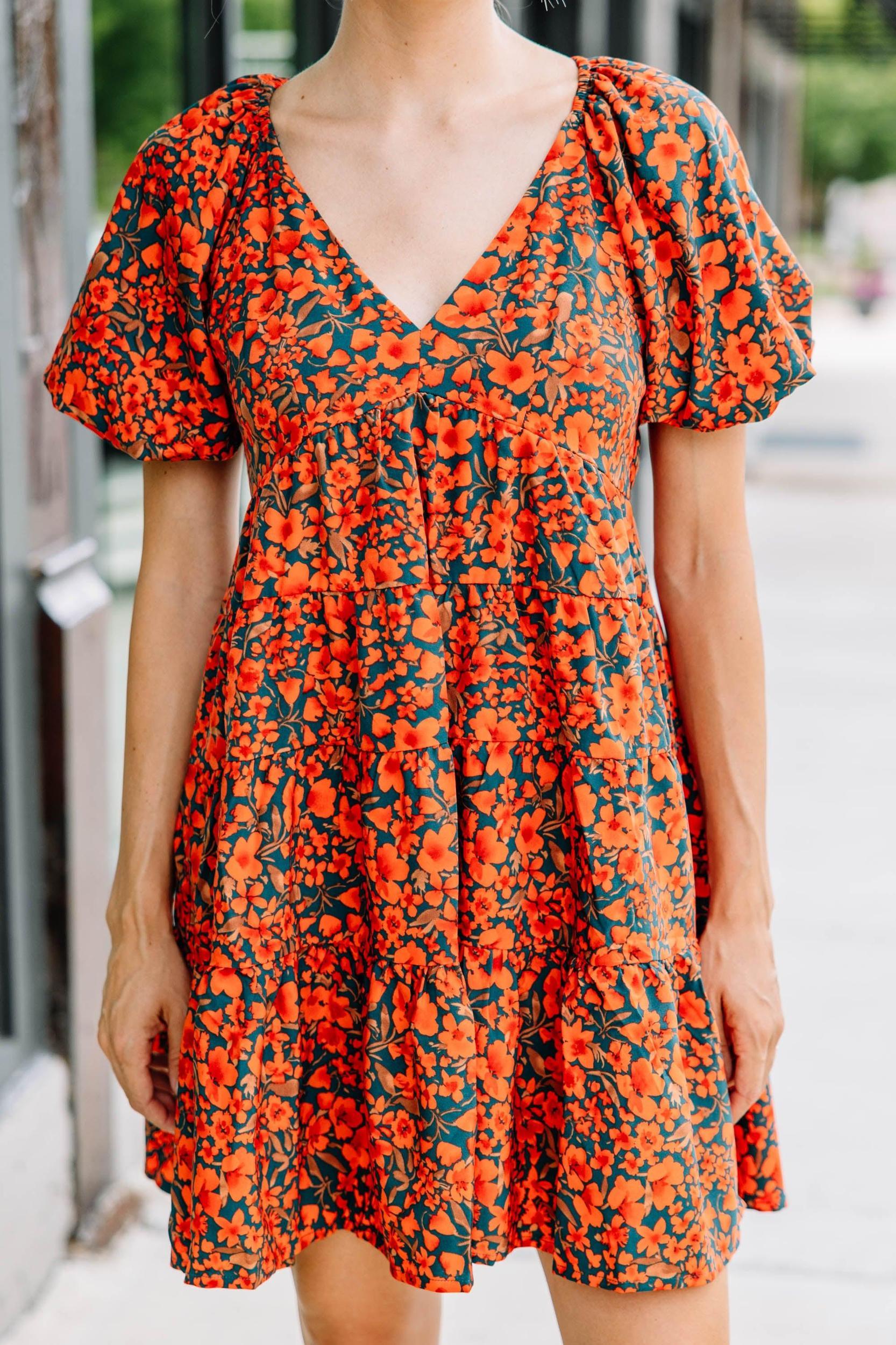 Right Place Right Time Hunter Green Floral Dress Female Product Image