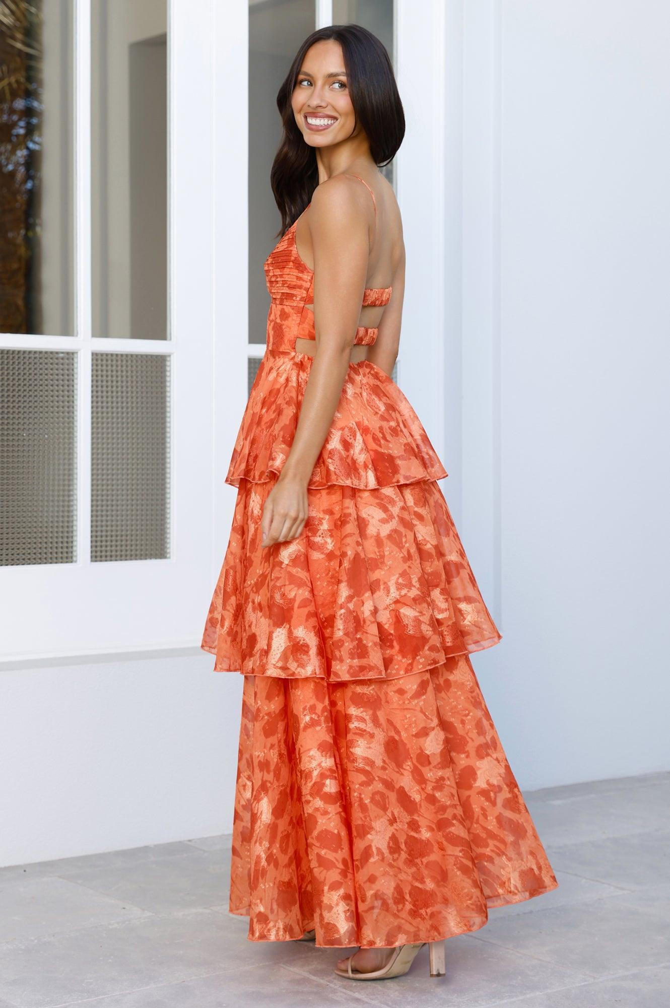Painted Promises Maxi Dress Orange Product Image