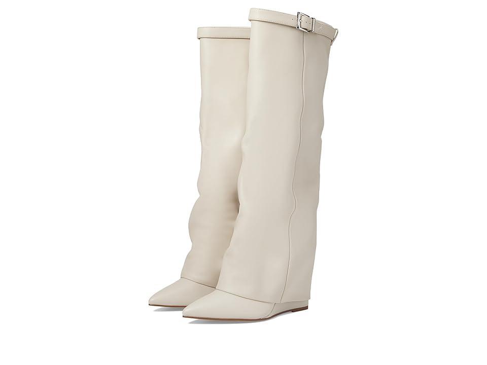 Steve Madden Corenne Leather Foldover Buckle Strap Tall Wedge Boots Product Image
