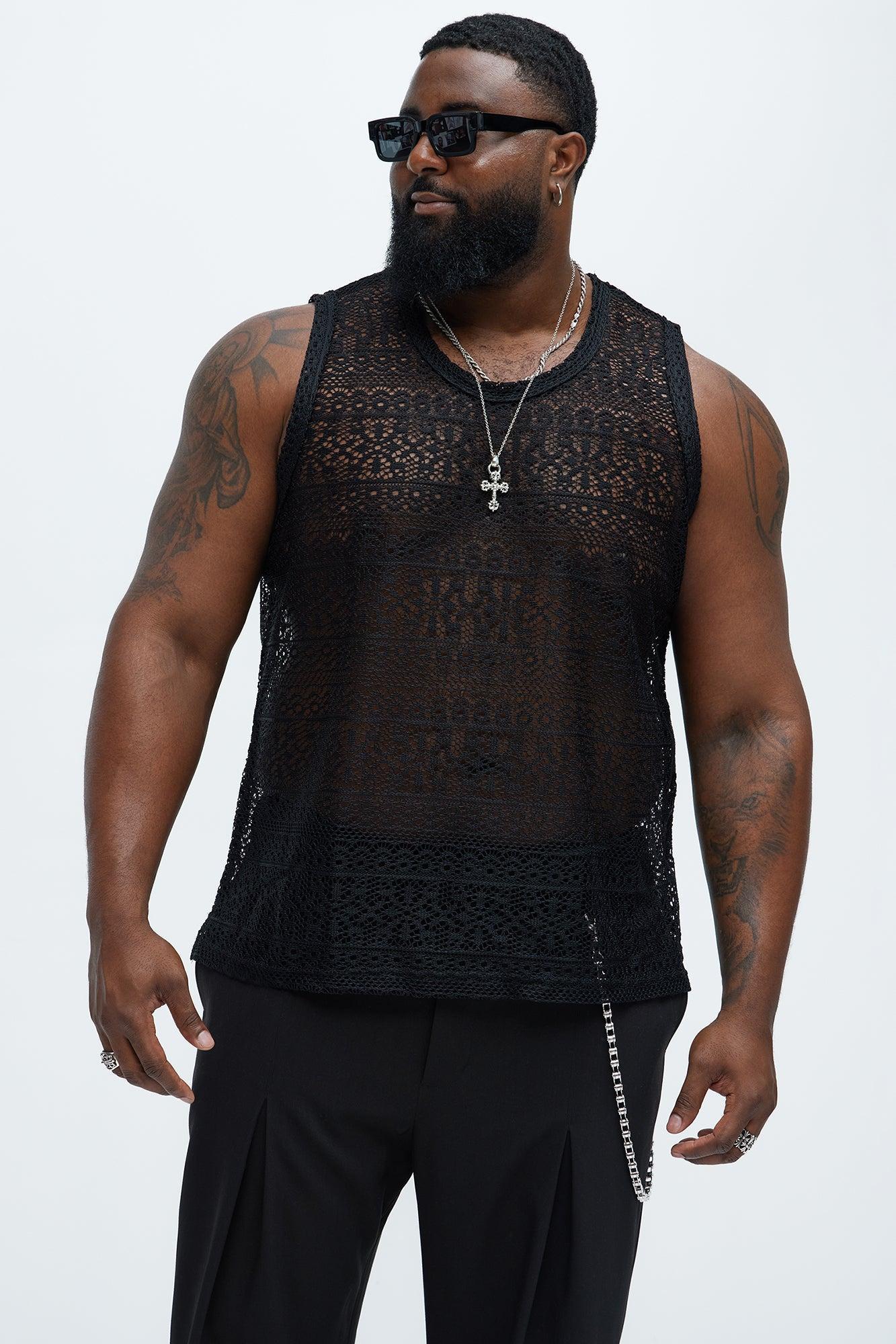 Edson Open Knit Tank - Black Product Image