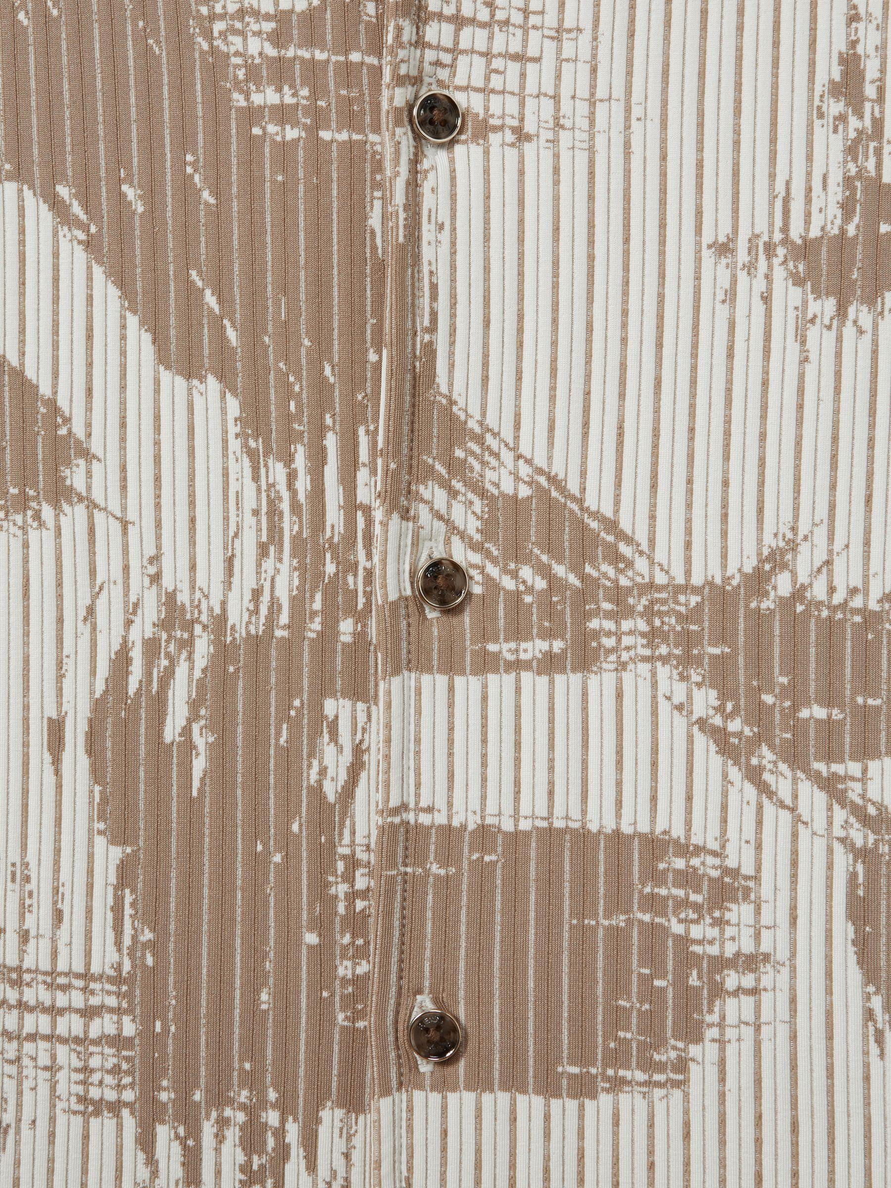 Brushstroke Print Cuban Collar Shirt in Sand/White Product Image