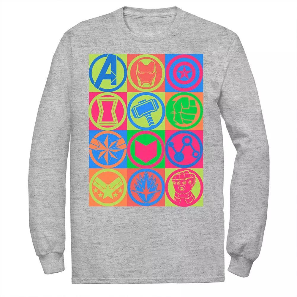 Men's Marvel Avengers: Endgame Colorful Symbol Box Up Tee, Size: XXL, Athletic Grey Product Image