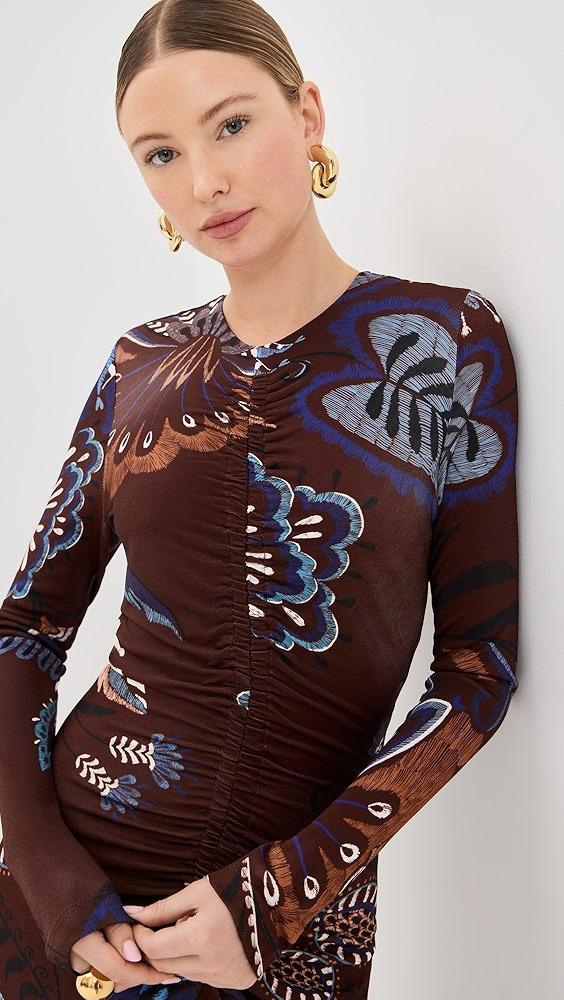 FARM Rio Delicate Garden Brown Long Sleeve Maxi Dress | Shopbop Product Image