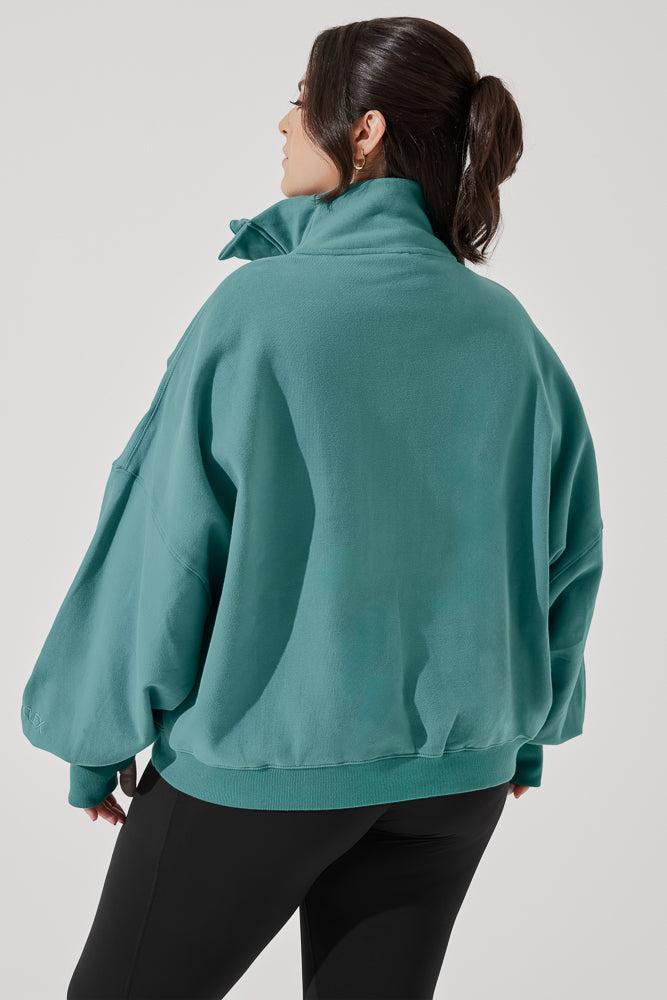 Ooey Gooey Half Zip Sweater - Turquoise Product Image