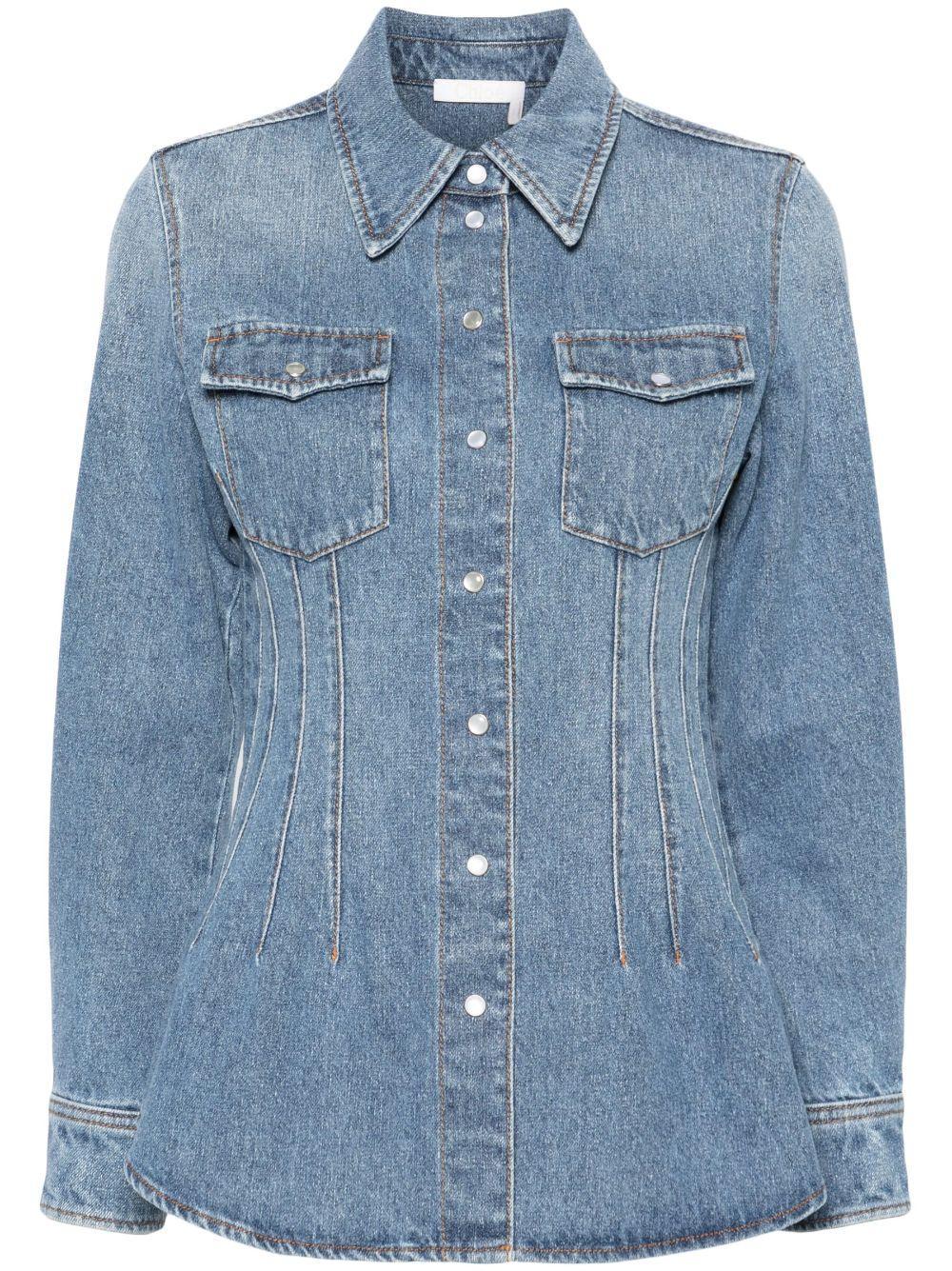 CHLOÉ Blue Corset-style Denim Shirt Product Image