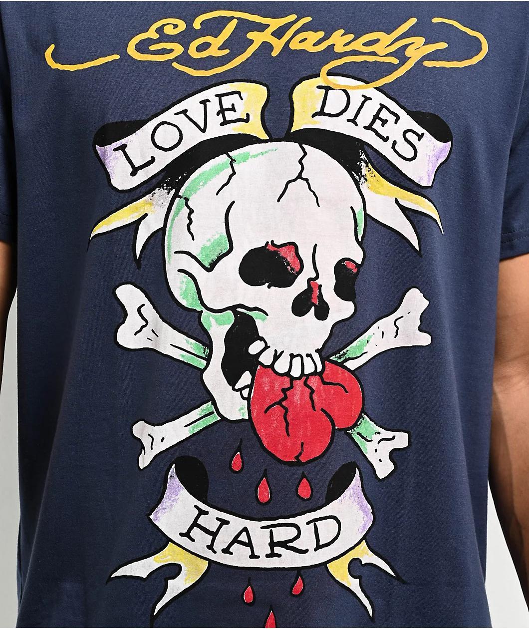 Ed Hardy Love Skull Eggplant T-Shirt Product Image