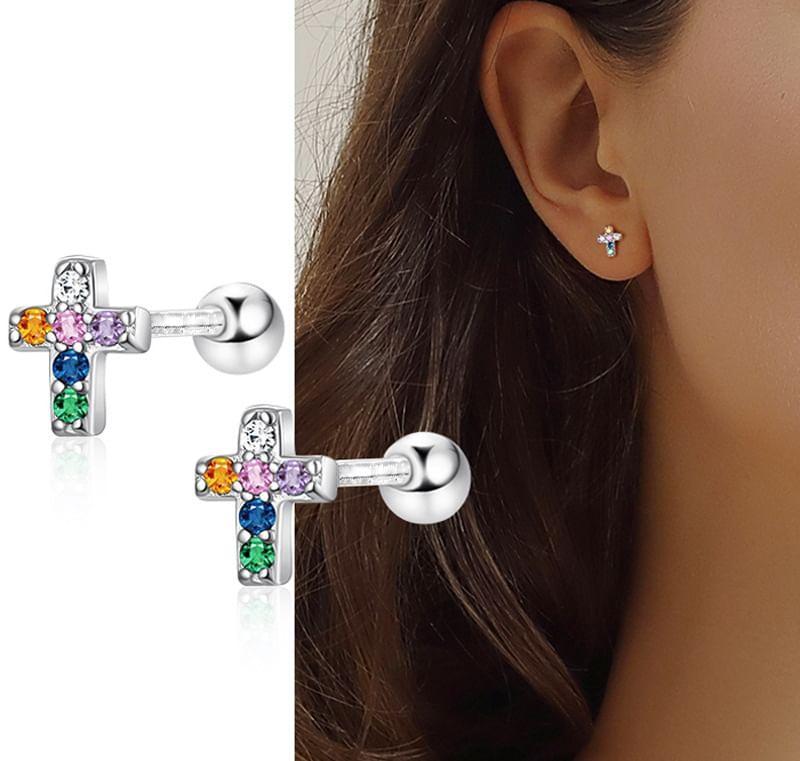 CZ Cross Stud Earring Product Image