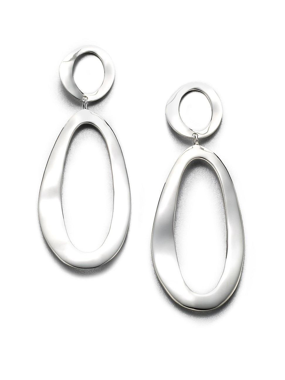 Womens Classico Large Sterling Silver Smooth Snowman Double-Drop Earrings Product Image