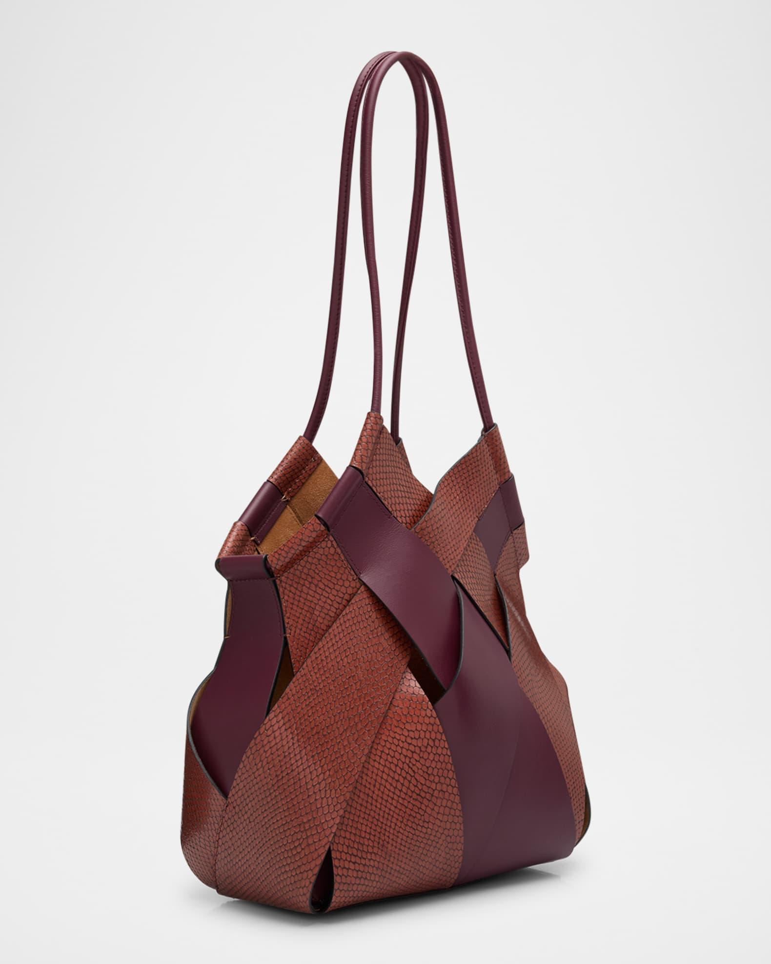 Charlotte Woven Snake-Print Leather Tote Bag Product Image
