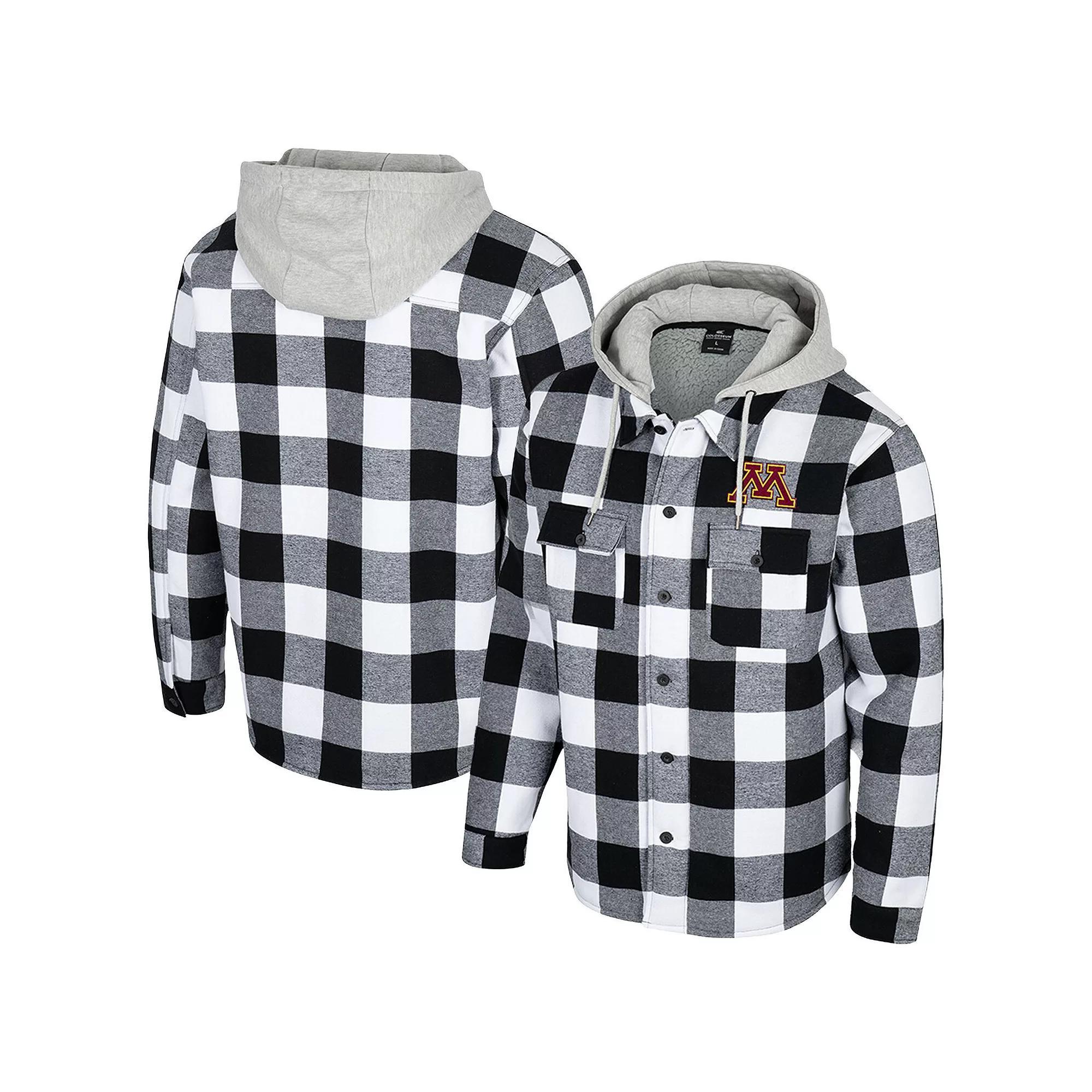Men's Colosseum Black/White Minnesota Golden Gophers Buffalo Plaid Full-Zip Jacket, Size: Large Product Image
