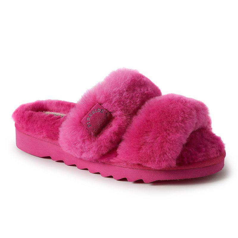 Fireside by Dearfoams Benalla Shearling Double Band Women's Slide Slippers, Size: 6, Beige Khaki Product Image