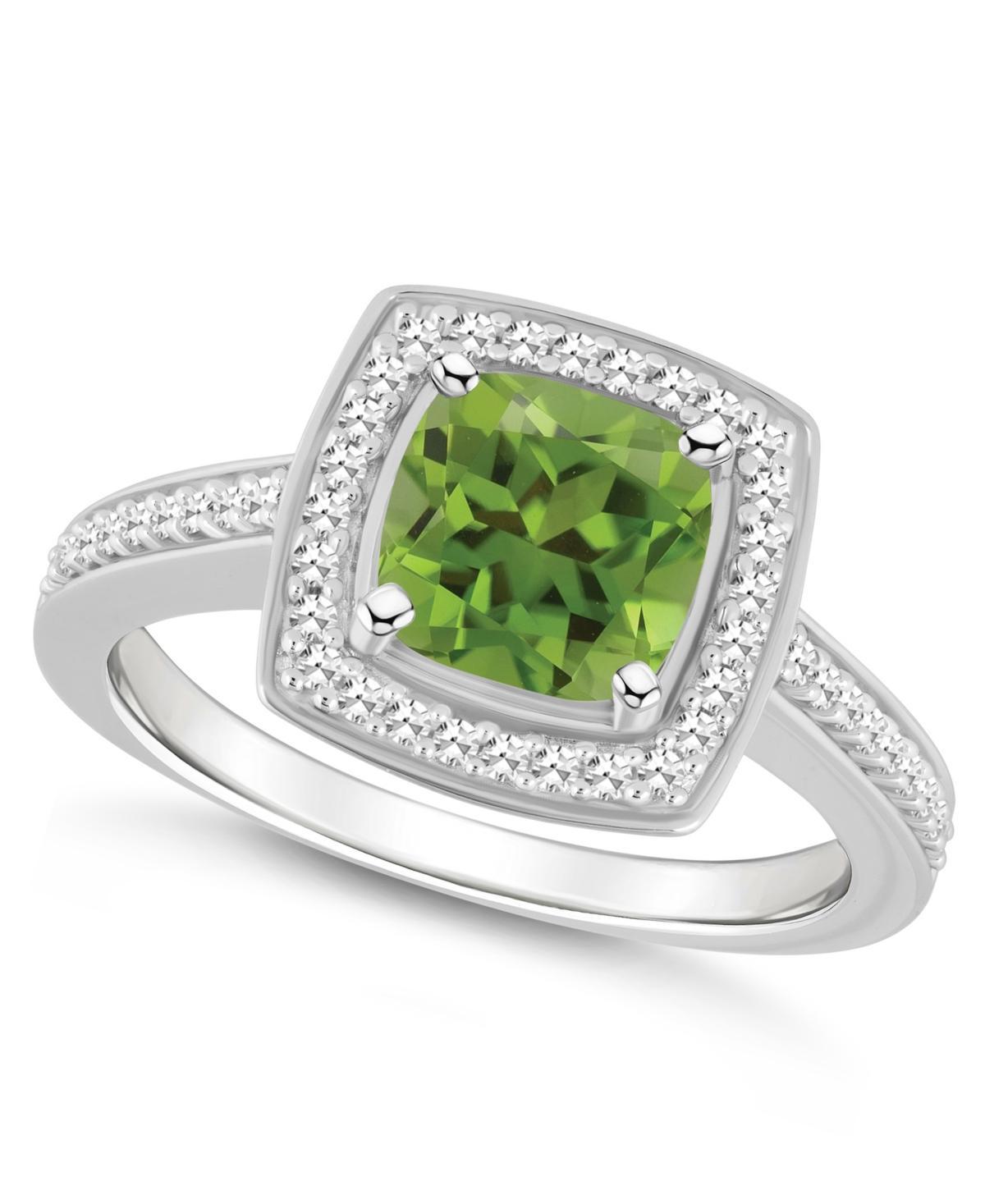 Celebration Gems Sterling Silver 7 mm Cushion Gemstone & 1/4 Carat T.W. Diamond Halo Ring, Women's, Size: 6, Blue Topaz Product Image