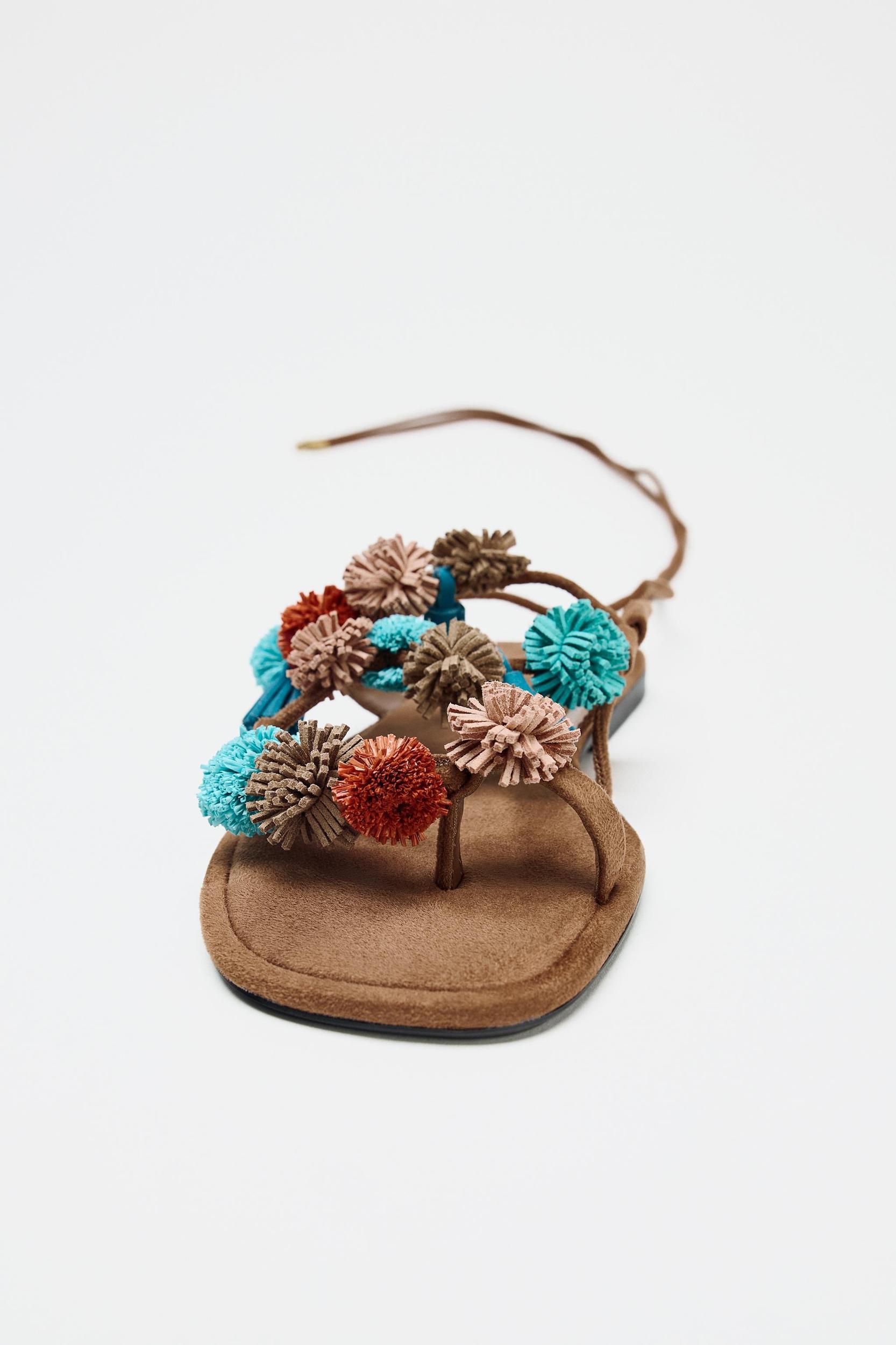 BEADED STRAPPY SANDALS Product Image