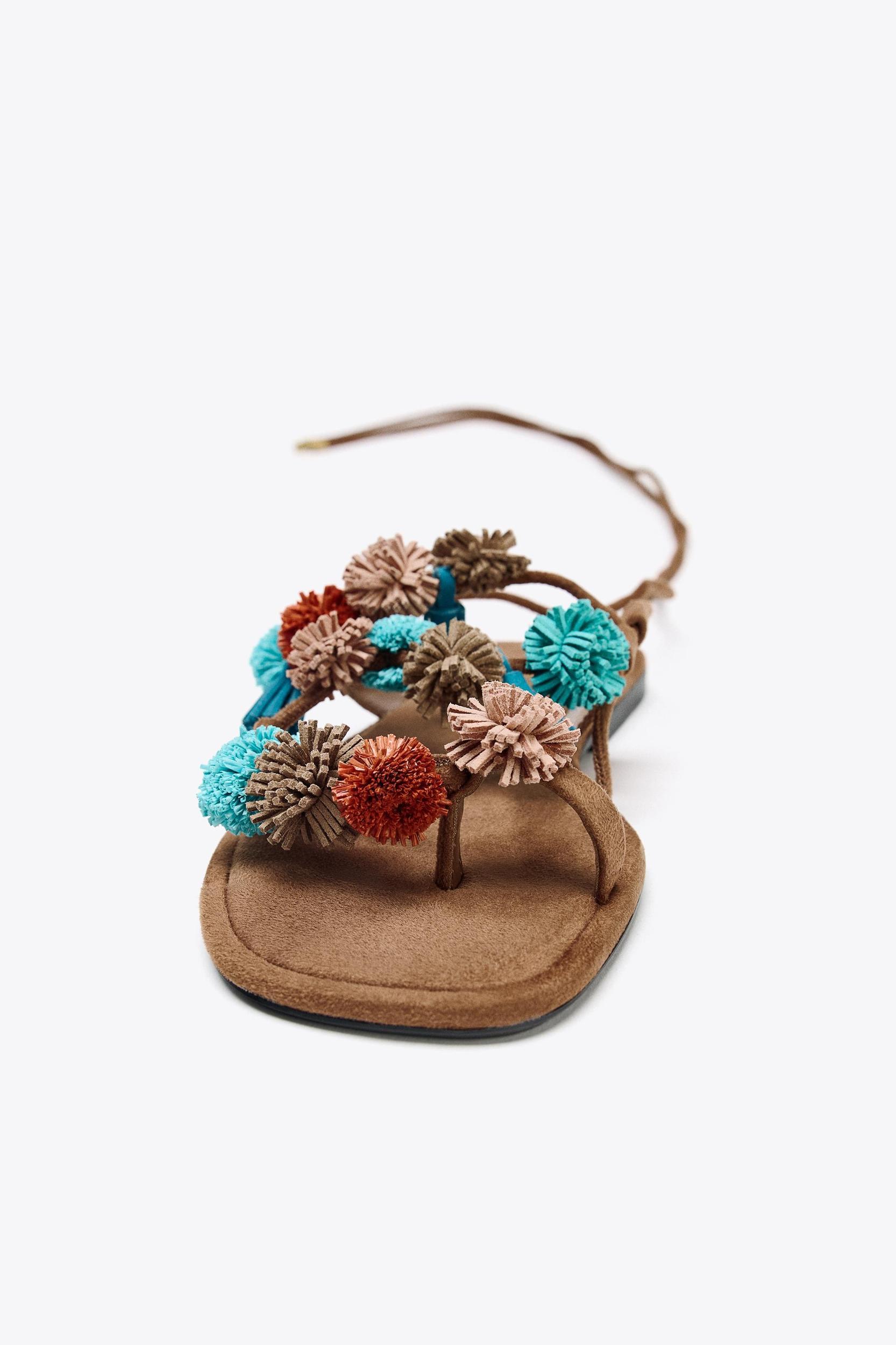 BEADED STRAPPY SANDALS Product Image