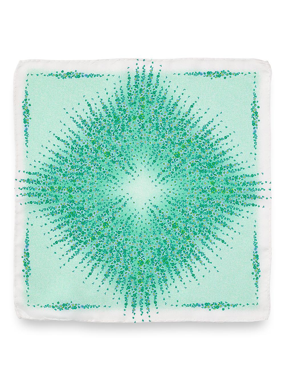 Floral Silk Pocket Square - Green/white Product Image