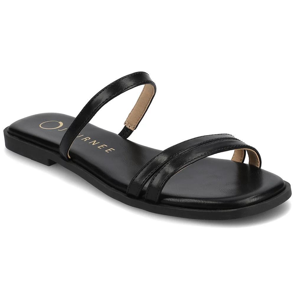 Journee Women's Multi Strap Slide On Flat Sandals, Size: 6.5, Black Product Image