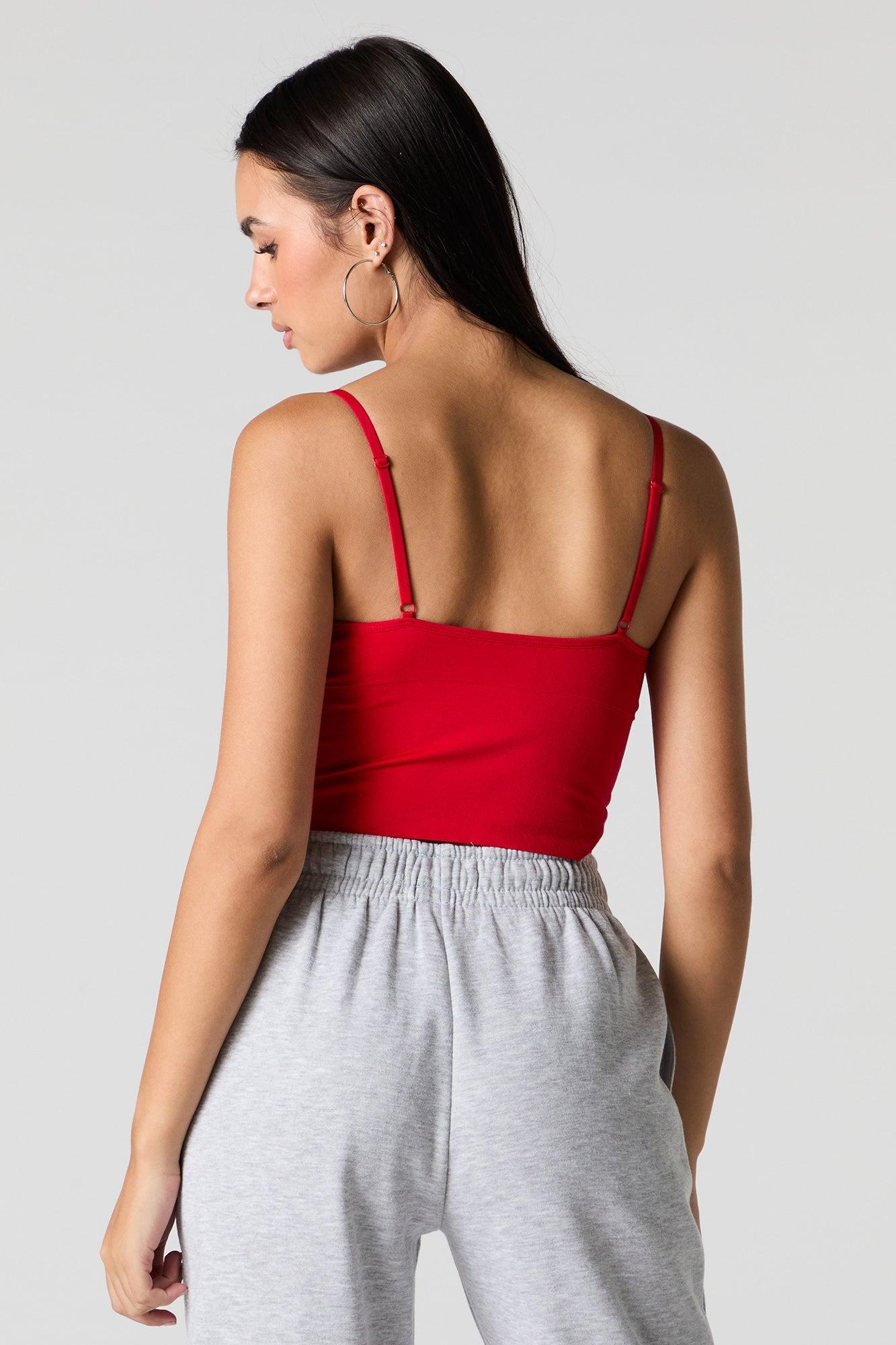 Seamless V-Neck Cami with Built-In Bra Cups Female Product Image