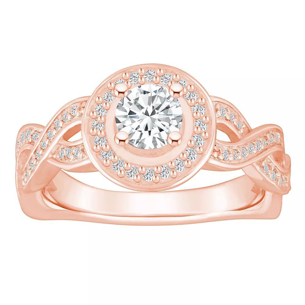 Alyson Layne 14k Gold 9/10 Carat T.W. Diamond Braided Halo Engagement Ring, Women's, Size: 8, 14k Rose Gold Product Image