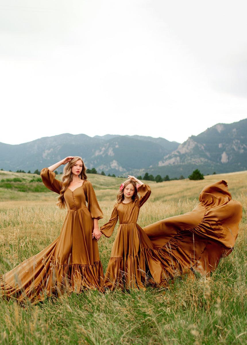 Leana Impact Dress in Dark Honey Girls Product Image
